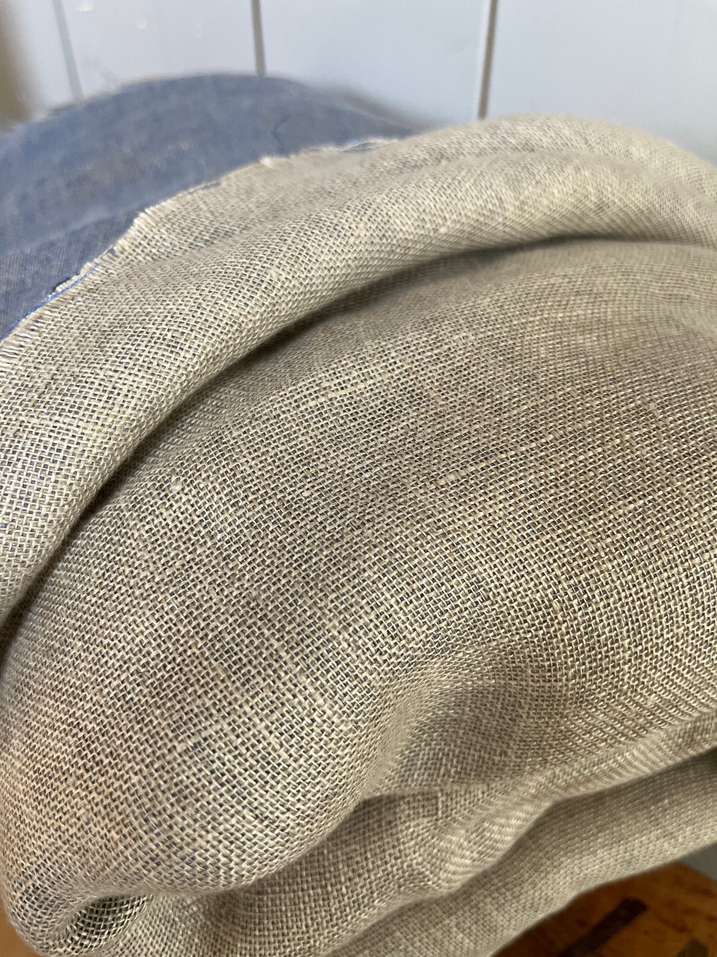 3,6 x 1,5 Meter: Extra breites washed Leinen doppelseitig bleu/Natur