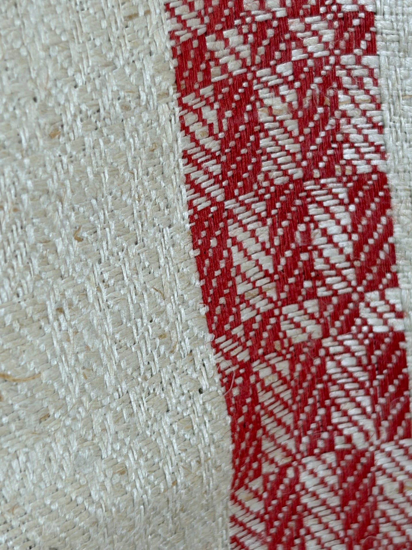 Original Küchenleinen um 1930 Schachbrettmuster, rote Streifen 5,6 m im Ballen sauber