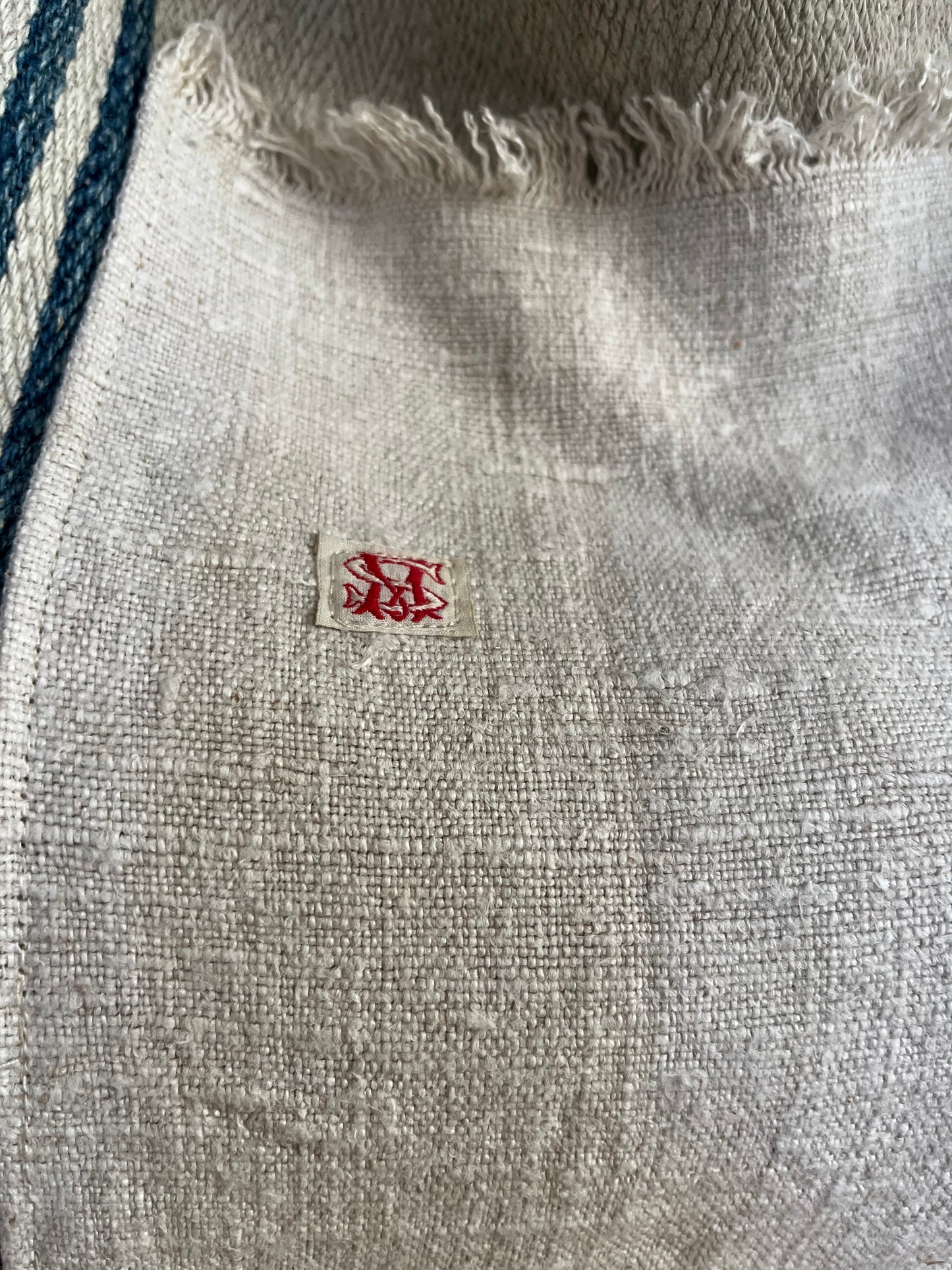 Stripes: große Tasche aus kräftigem altem Leinensack