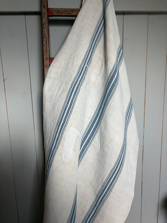 Klassiker: großer Leinensack mit blauen Streifen und Zeitzeichen 135 x 70