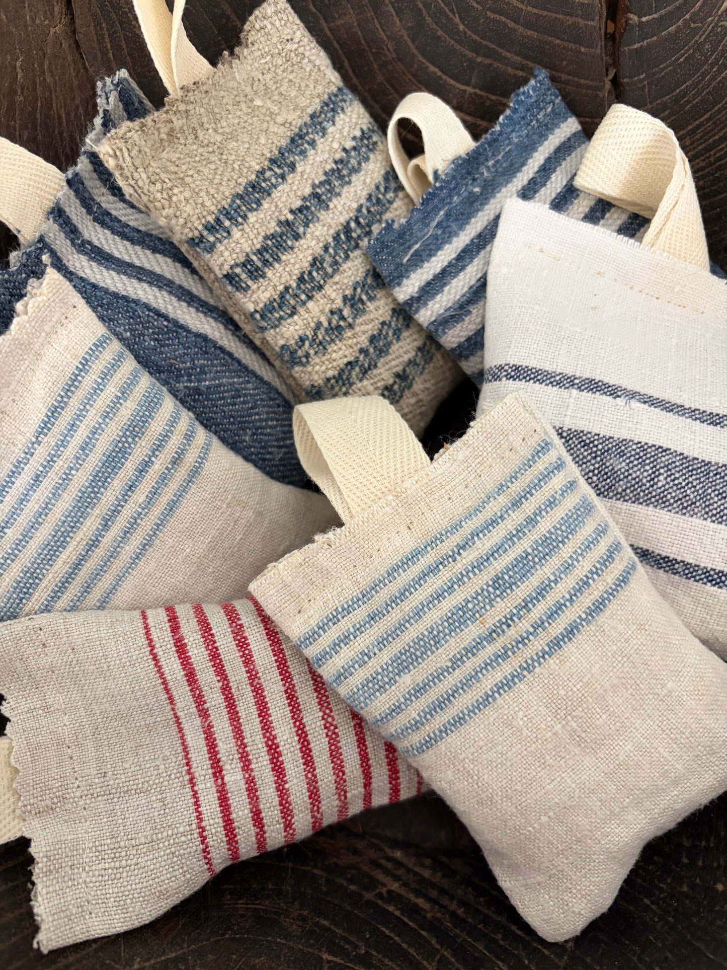 Großes Paket: 7 Duftkissen in vintage Leinen