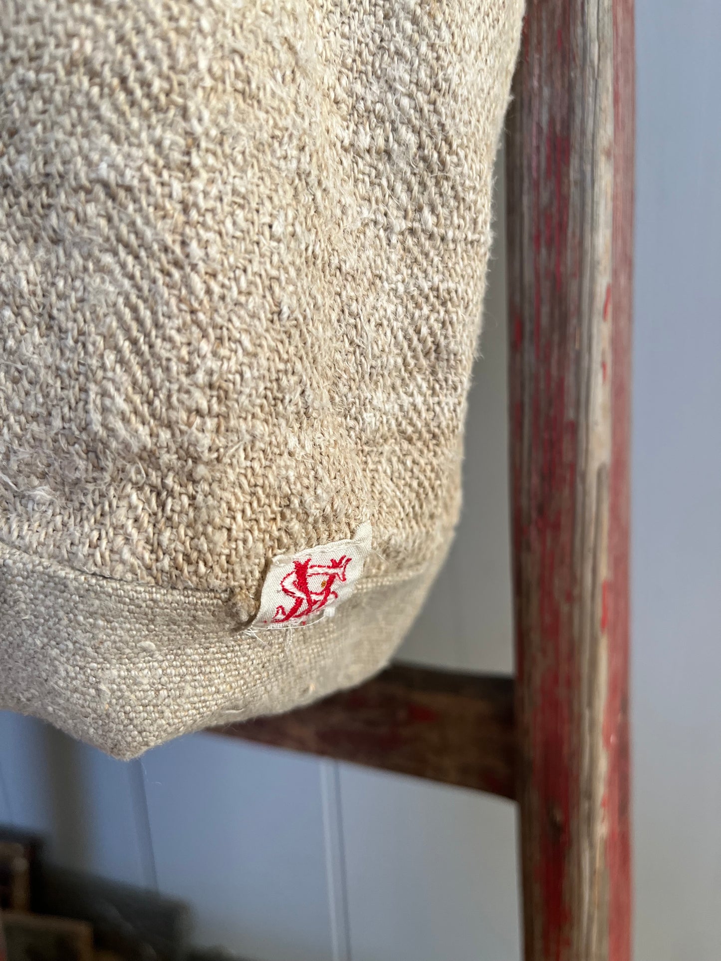 Blau/Rot: große Tasche Shopper aus kräftigem Hanfstoff mit Streifen