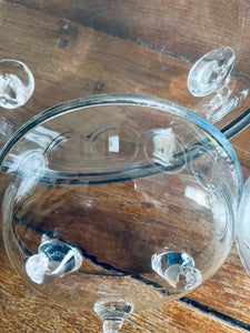 Nachtisch-Set aus Glas Jugendstil mit Silberrand und Bemalung