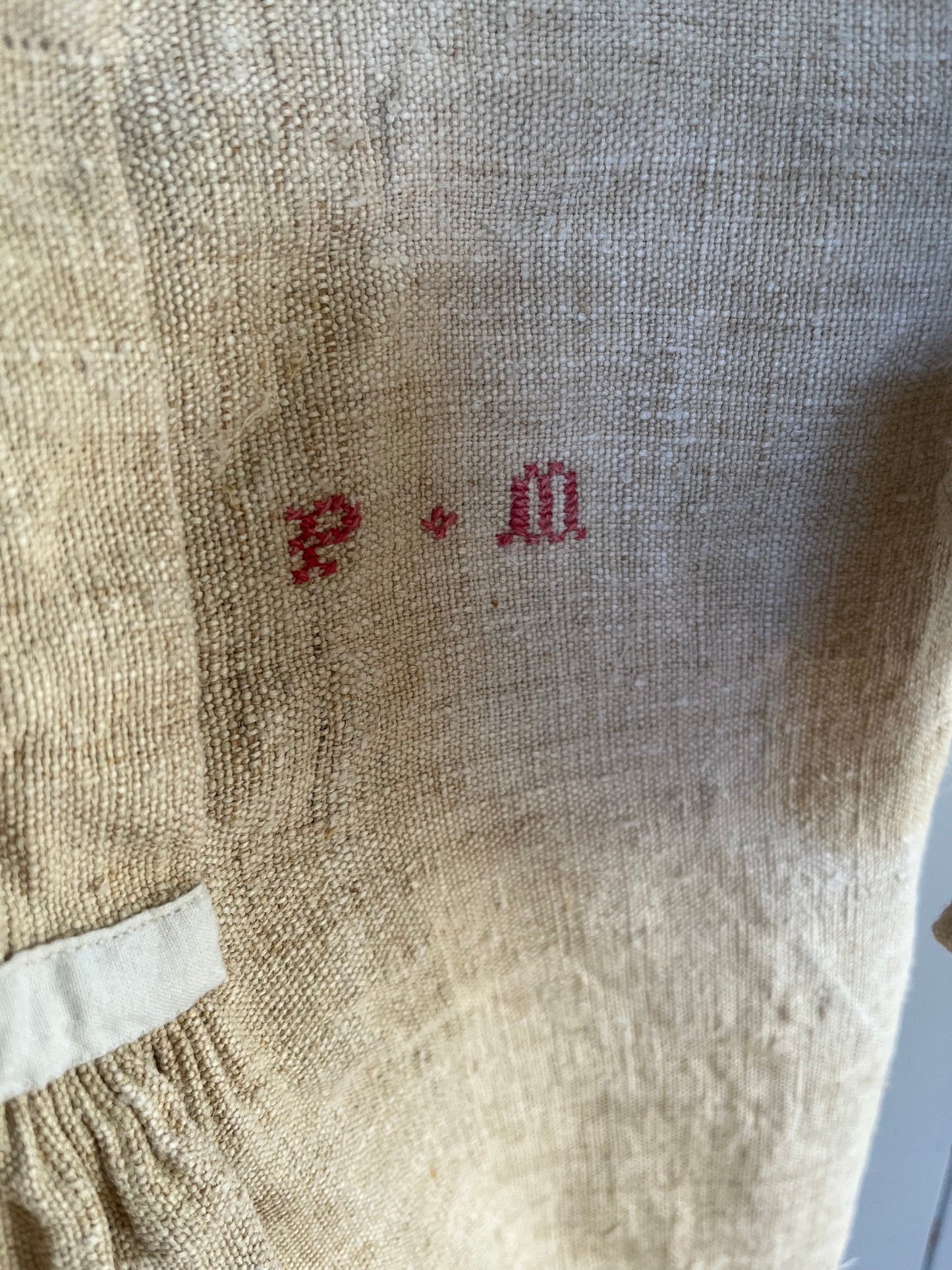 Schweres altes französisches Hemd Tunika aus Hanfstoff