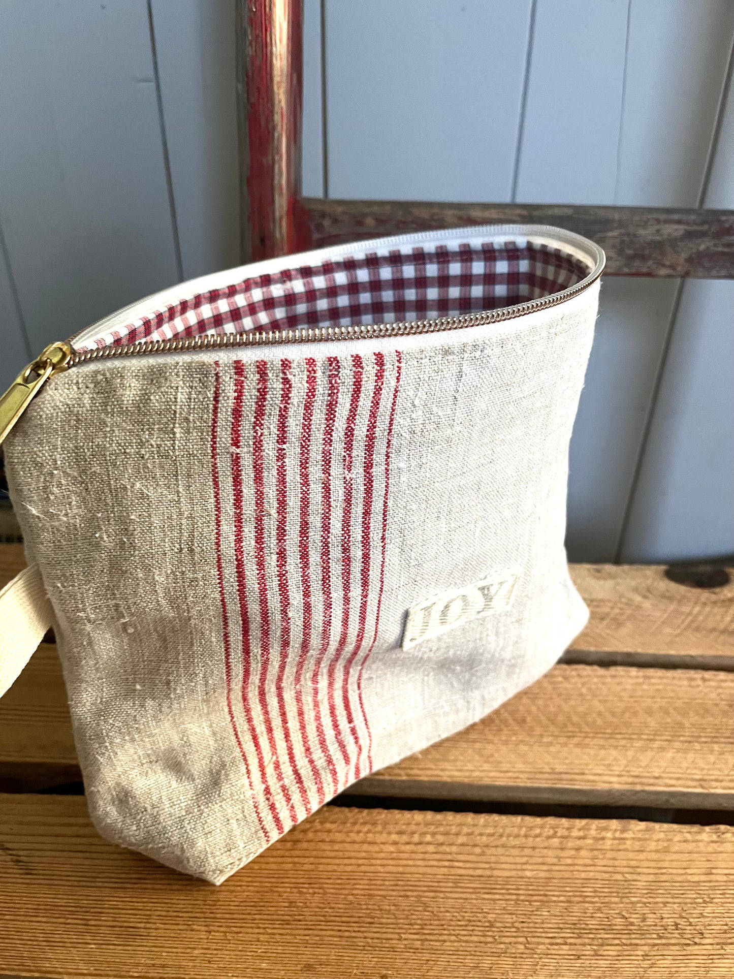 Kosmetiktasche aus altem Leinen - kleiner Shopper