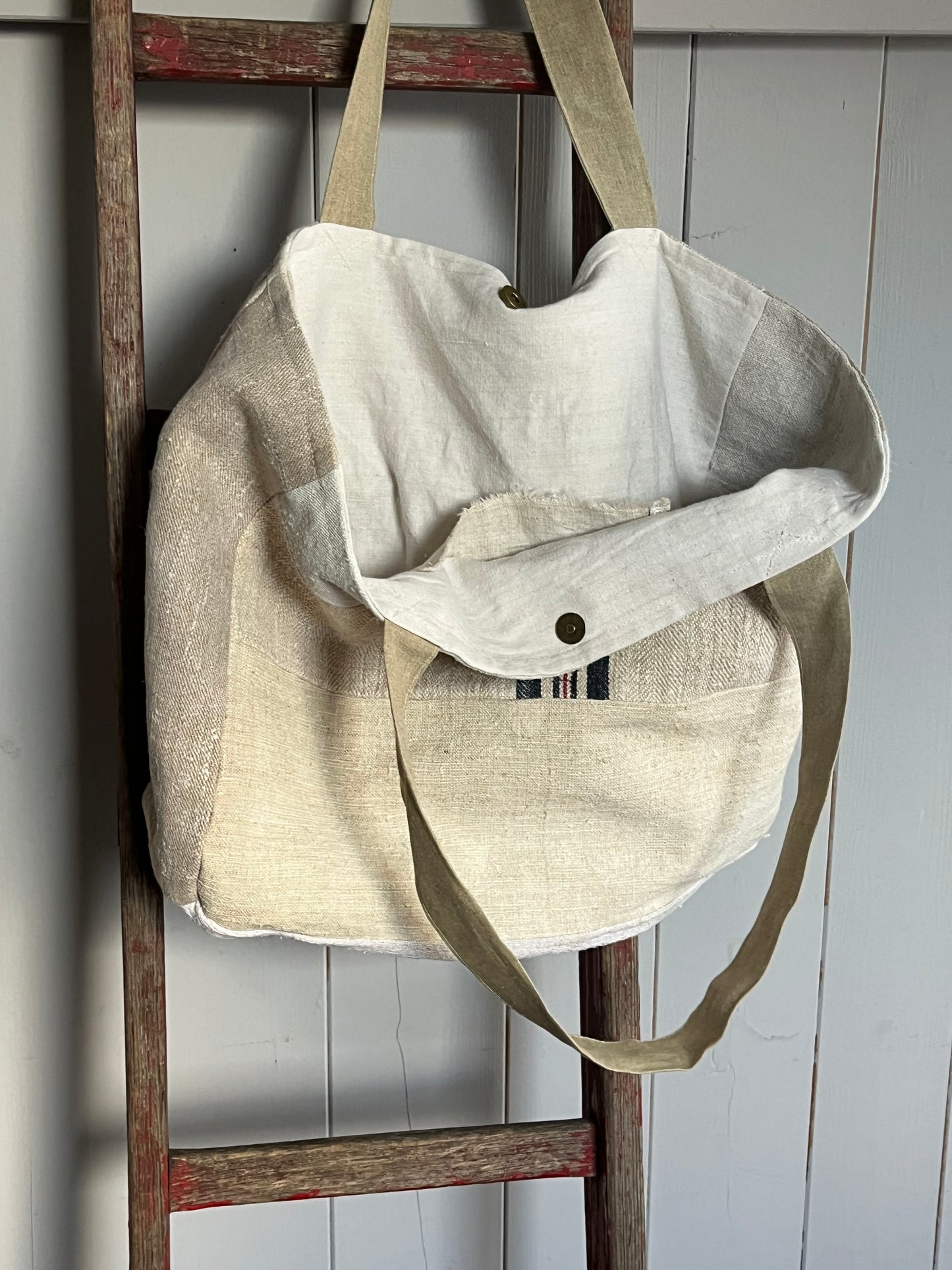 Very Vintage: große Tasche aus altem Leinen