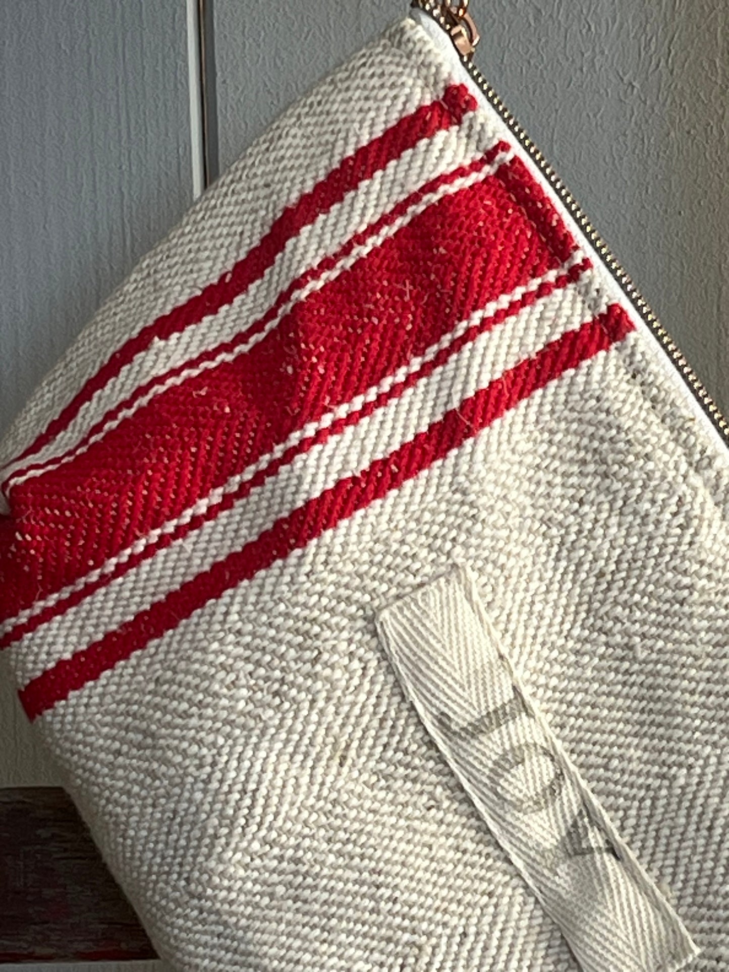 : Kosmetiktasche aus altem Leinen - kleiner Shopper