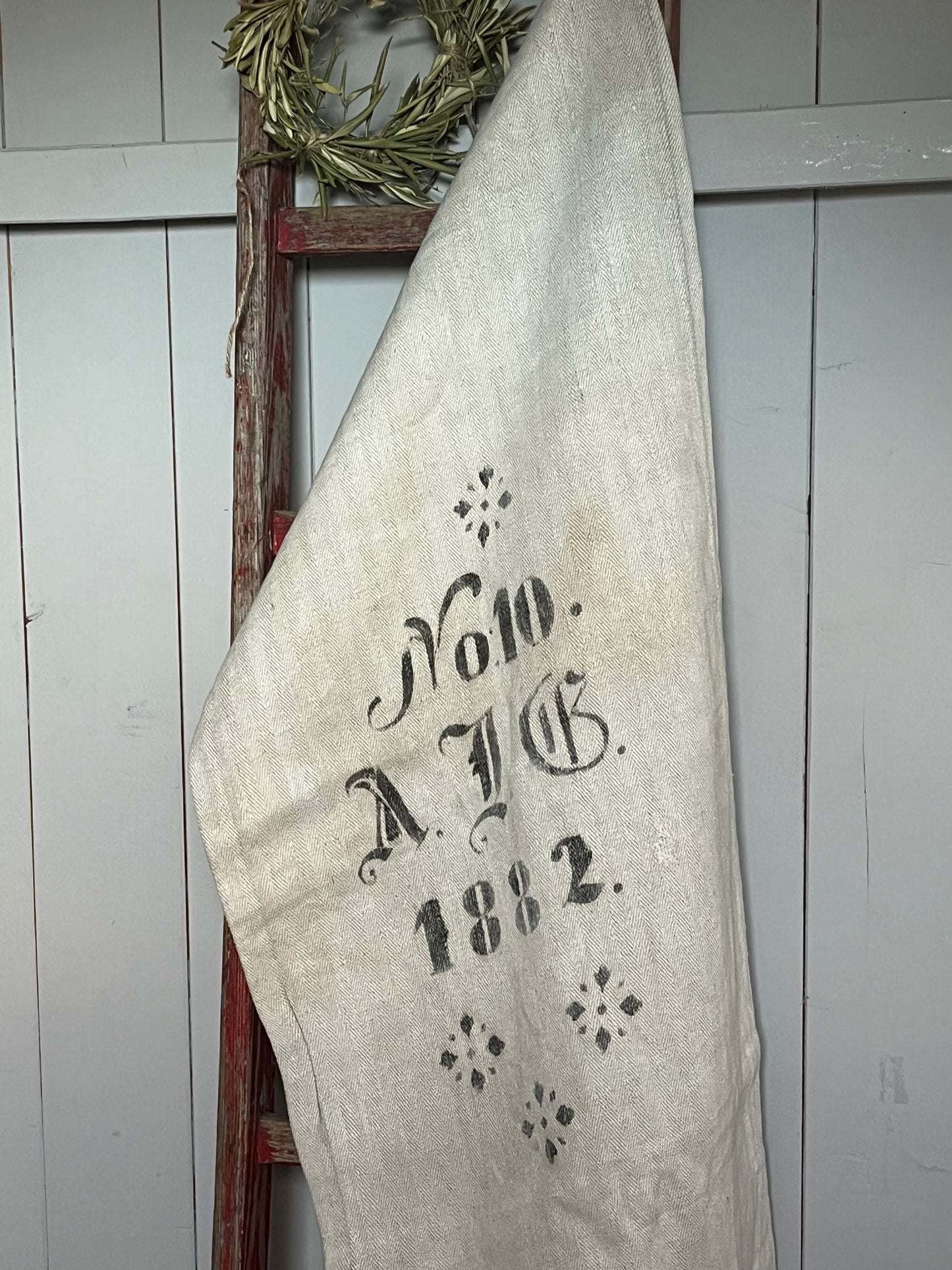 Rarität von 1888: großer Leinensack mit tollem original Aufdruck