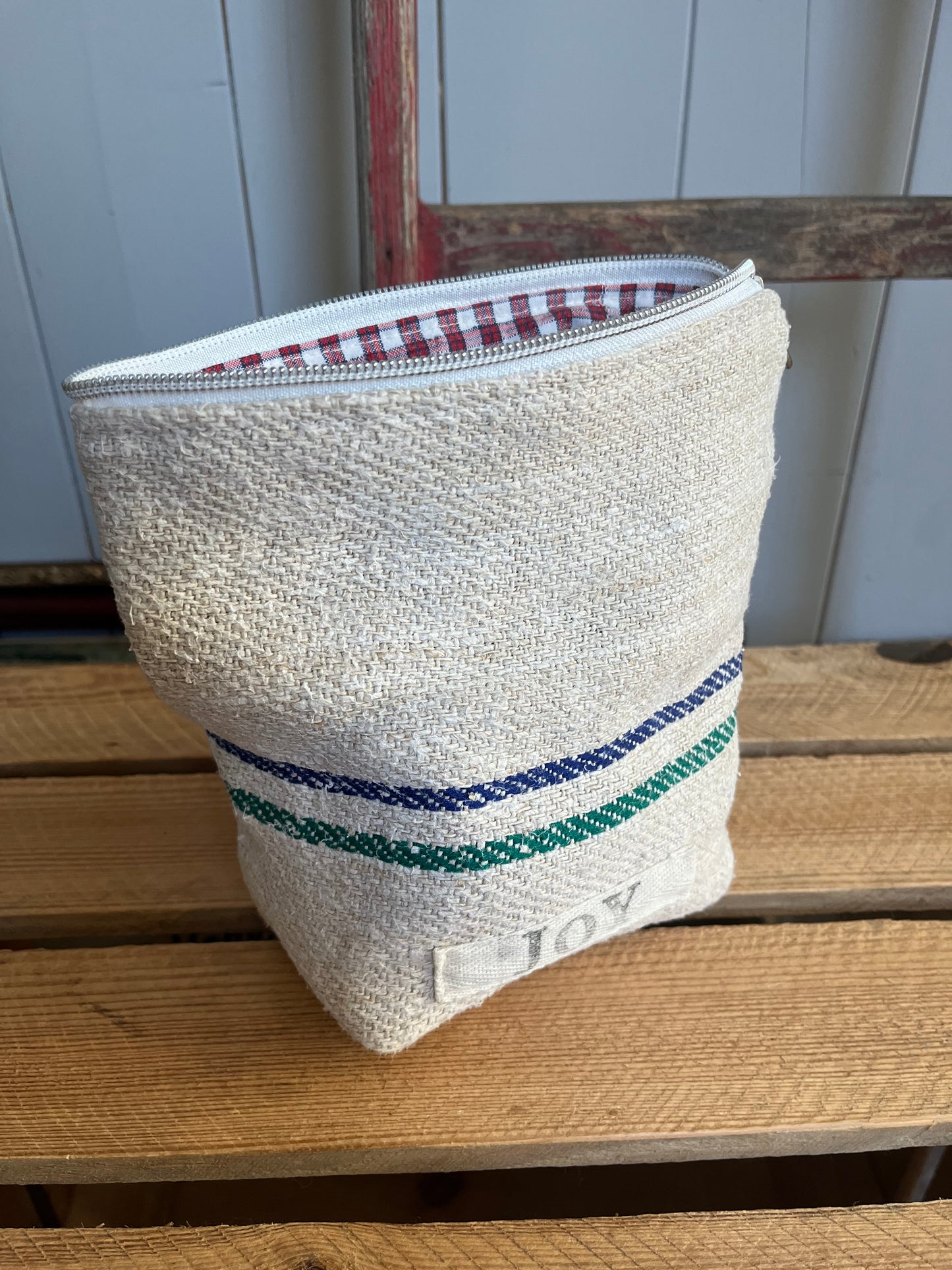 Kosmetiktasche aus altem Leinen - kleiner Shopper