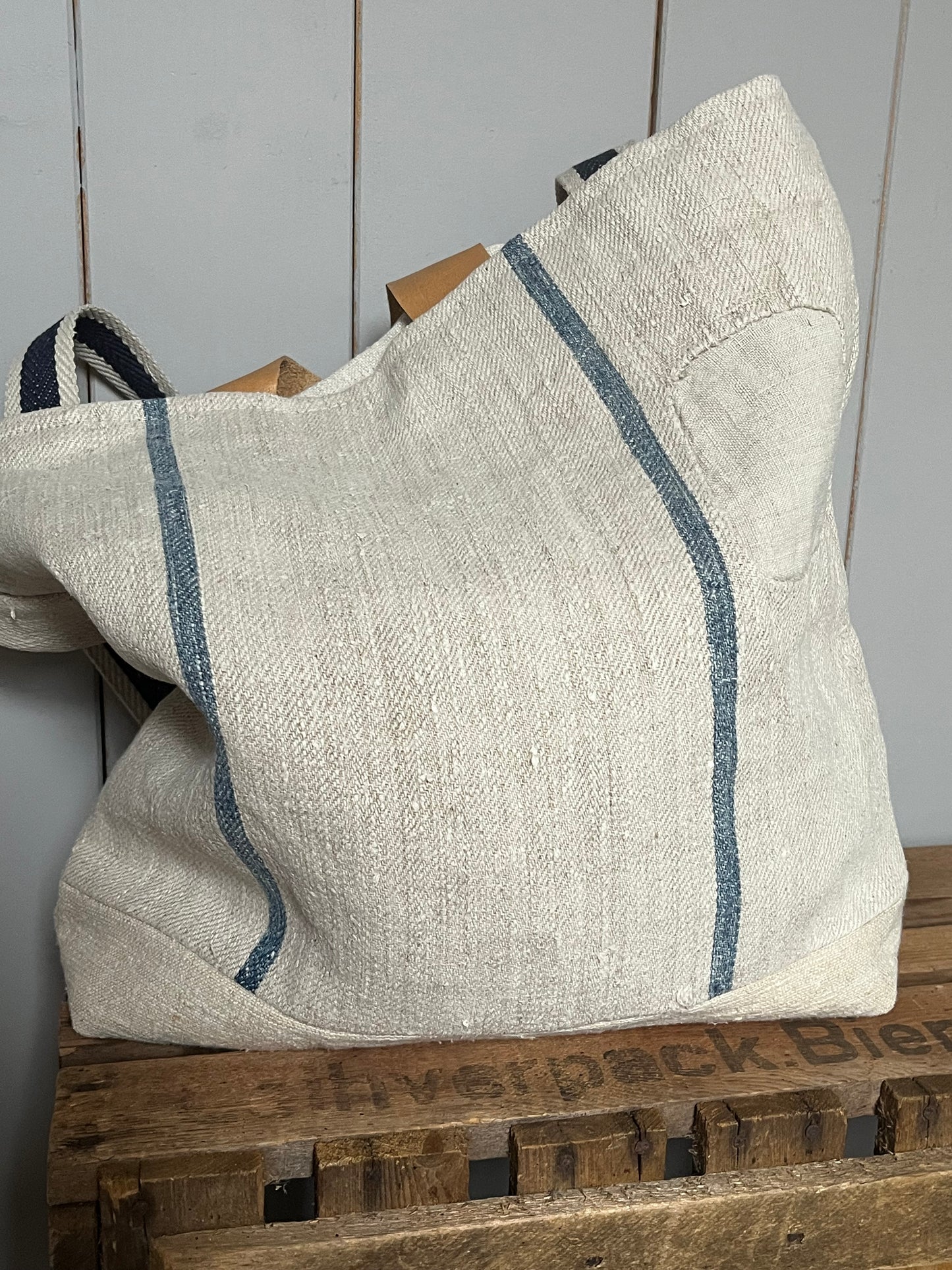 Rarität: Tasche Shopper mit Streifen aus Kornsack von 1846