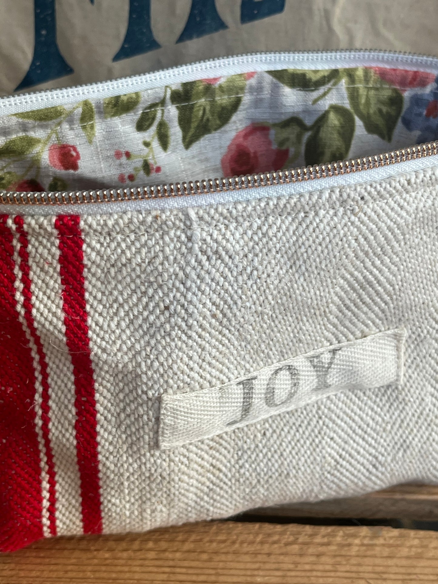 : Kosmetiktasche aus altem Leinen - kleiner Shopper