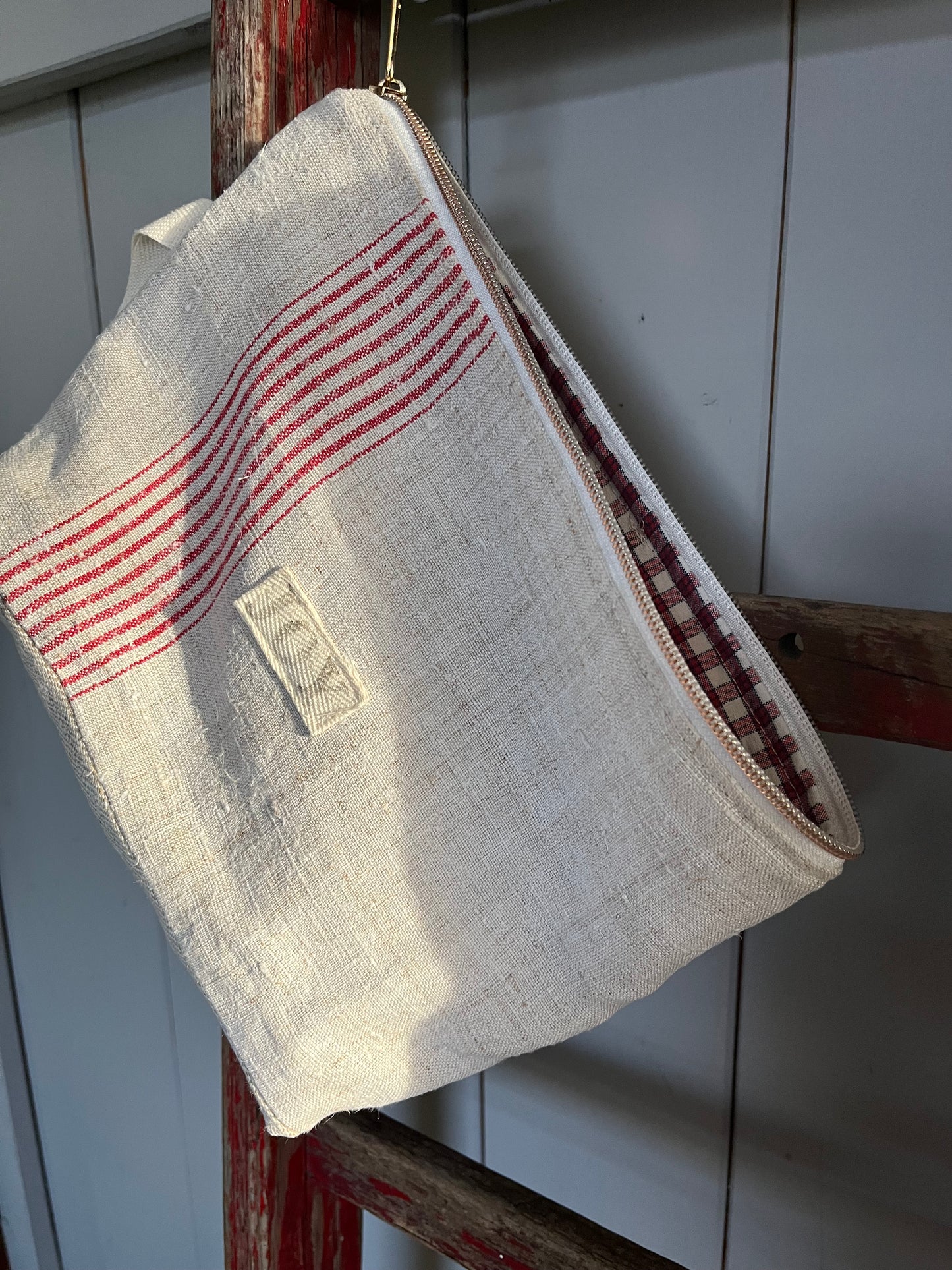 Kosmetiktasche aus altem Leinen - kleiner Shopper