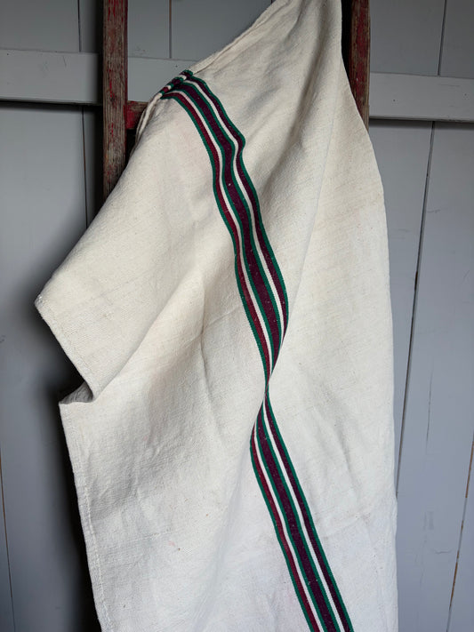 Alter Leinensack mit braun/grünen Streifen 140 x 55