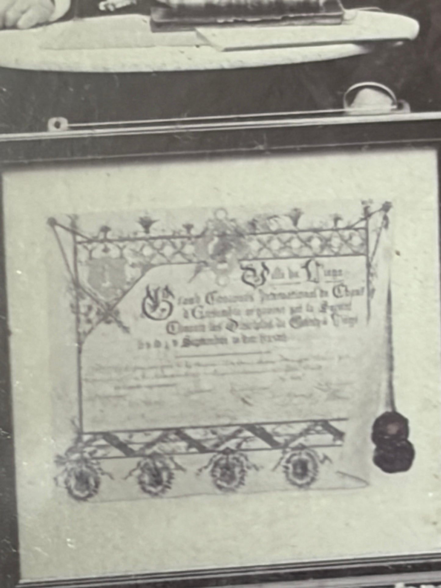 Original alte Fotografie gerahmt mit Holz und altem Glas Belgien