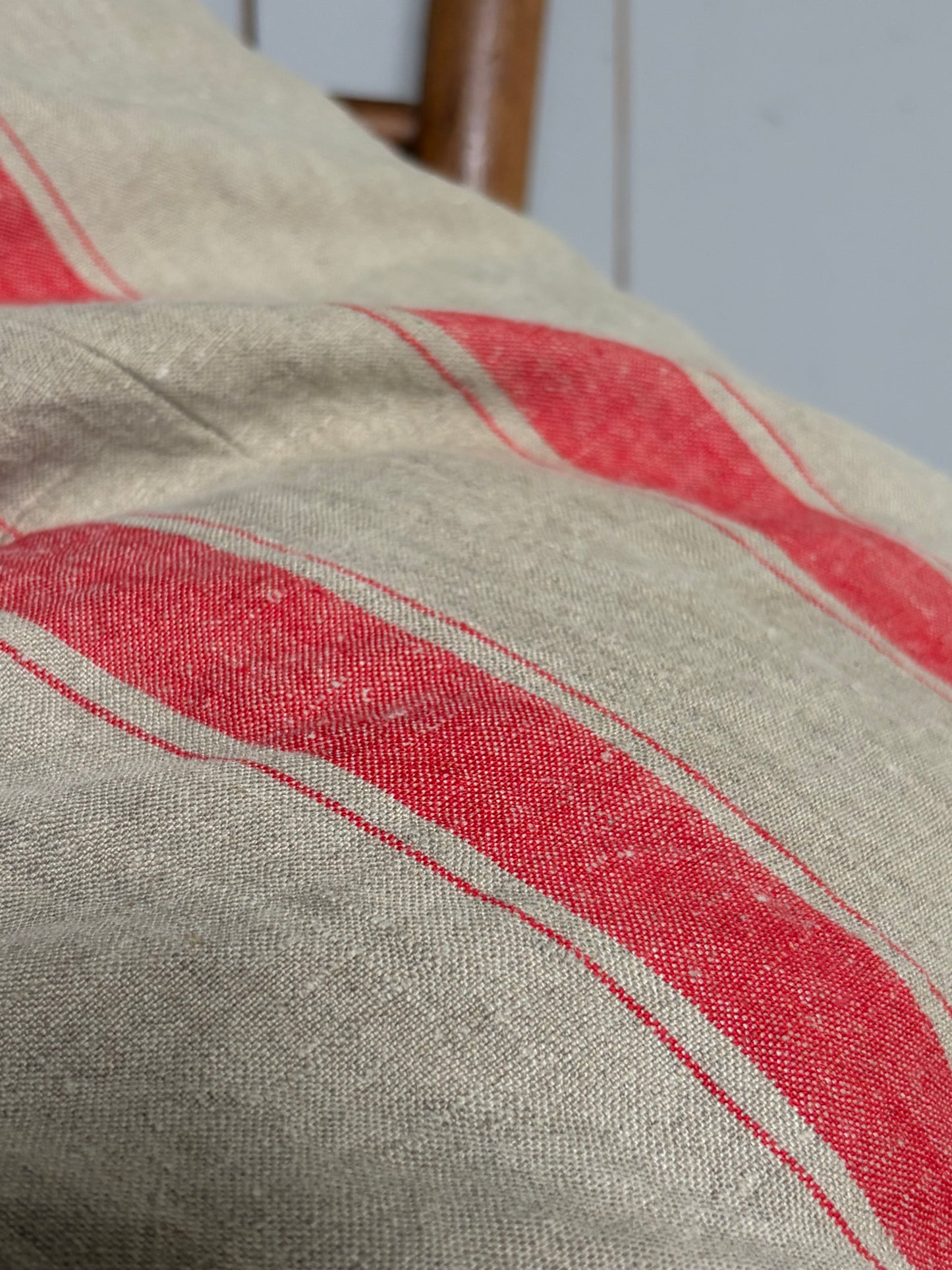 Großer Kissenbezug rot gestreift Leinen 60 x 40