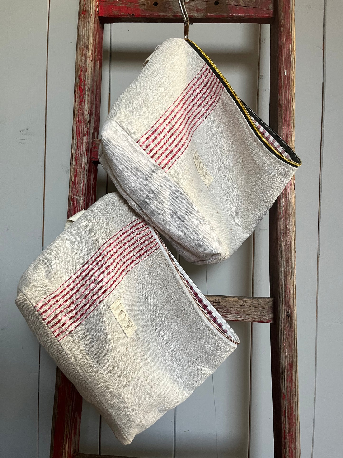 Kosmetiktasche aus altem Leinen - kleiner Shopper