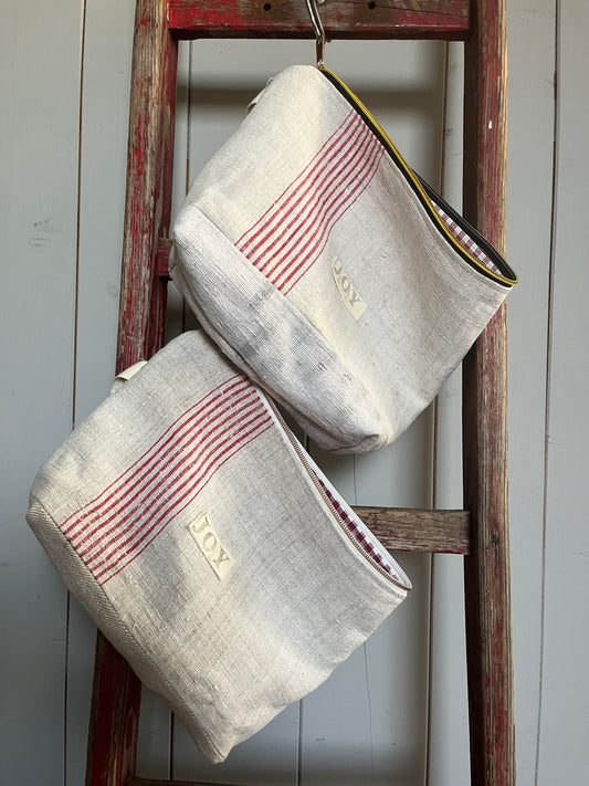 Kosmetiktasche aus altem Leinen - kleiner Shopper