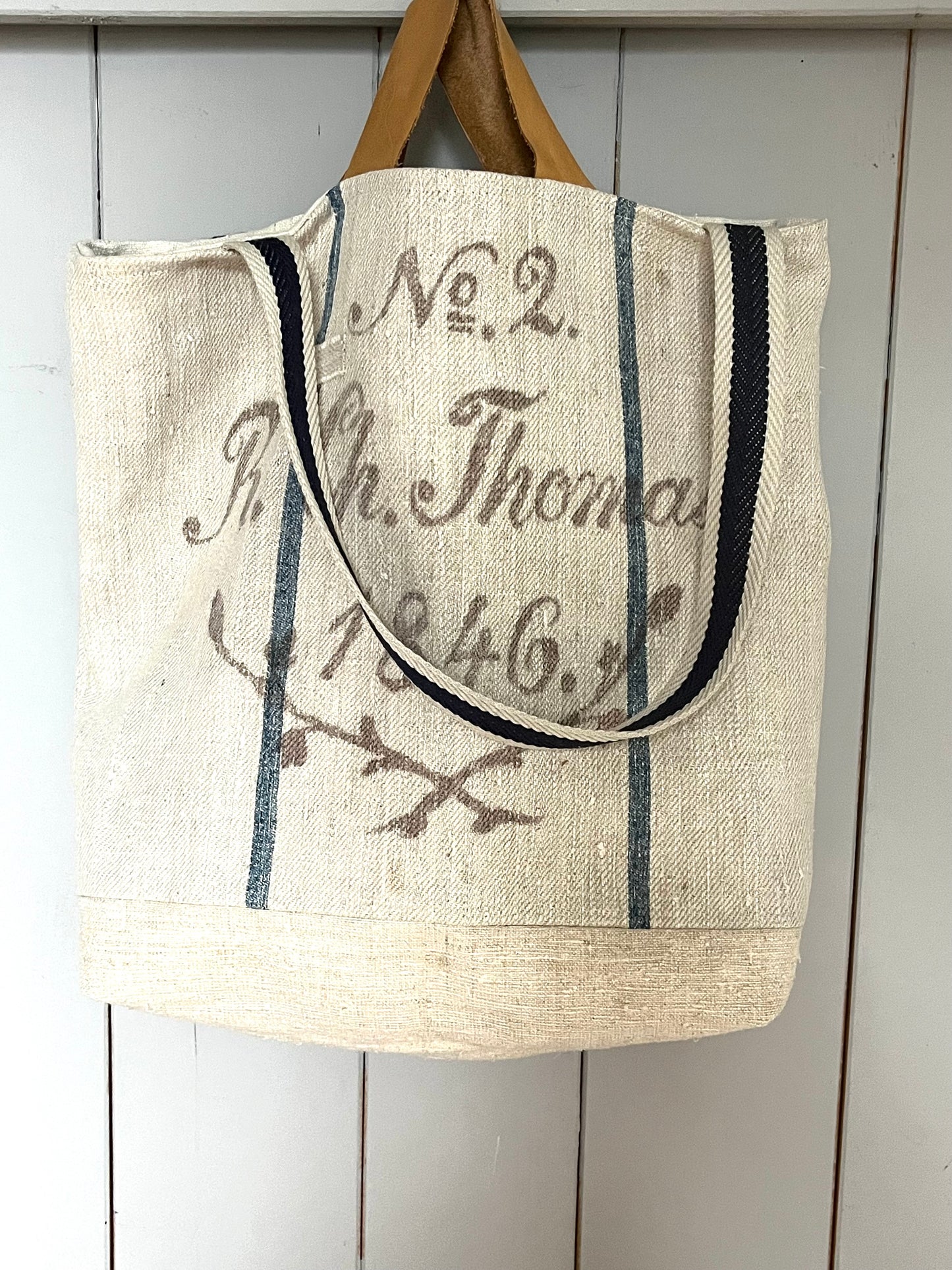 Rarität: Tasche Shopper mit Streifen aus Kornsack von 1846