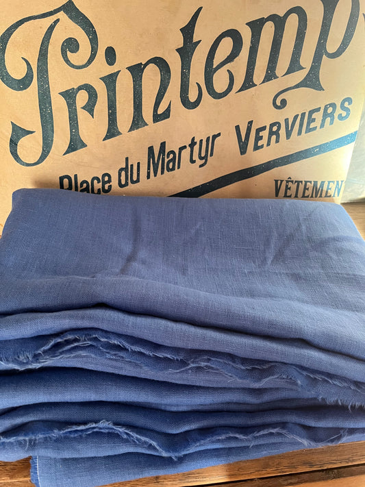 3,25 x 1,55 Meter fantastisches washed Leinen in Blau neu