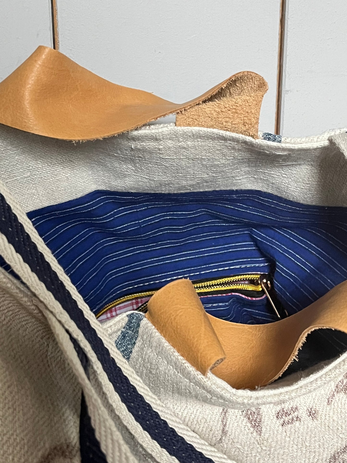 Rarität: Tasche Shopper mit Streifen aus Kornsack von 1846