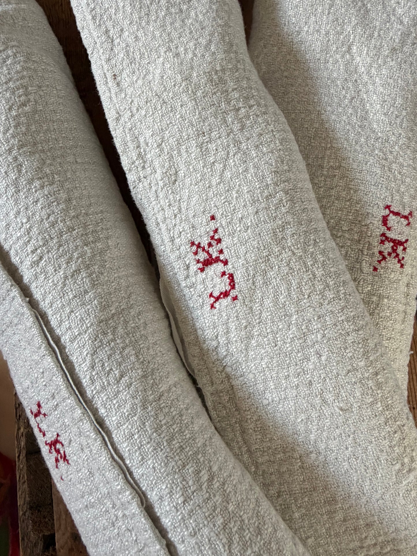 XL Klassiker Leinen Tuch mit Waffelmuster und Monogramm