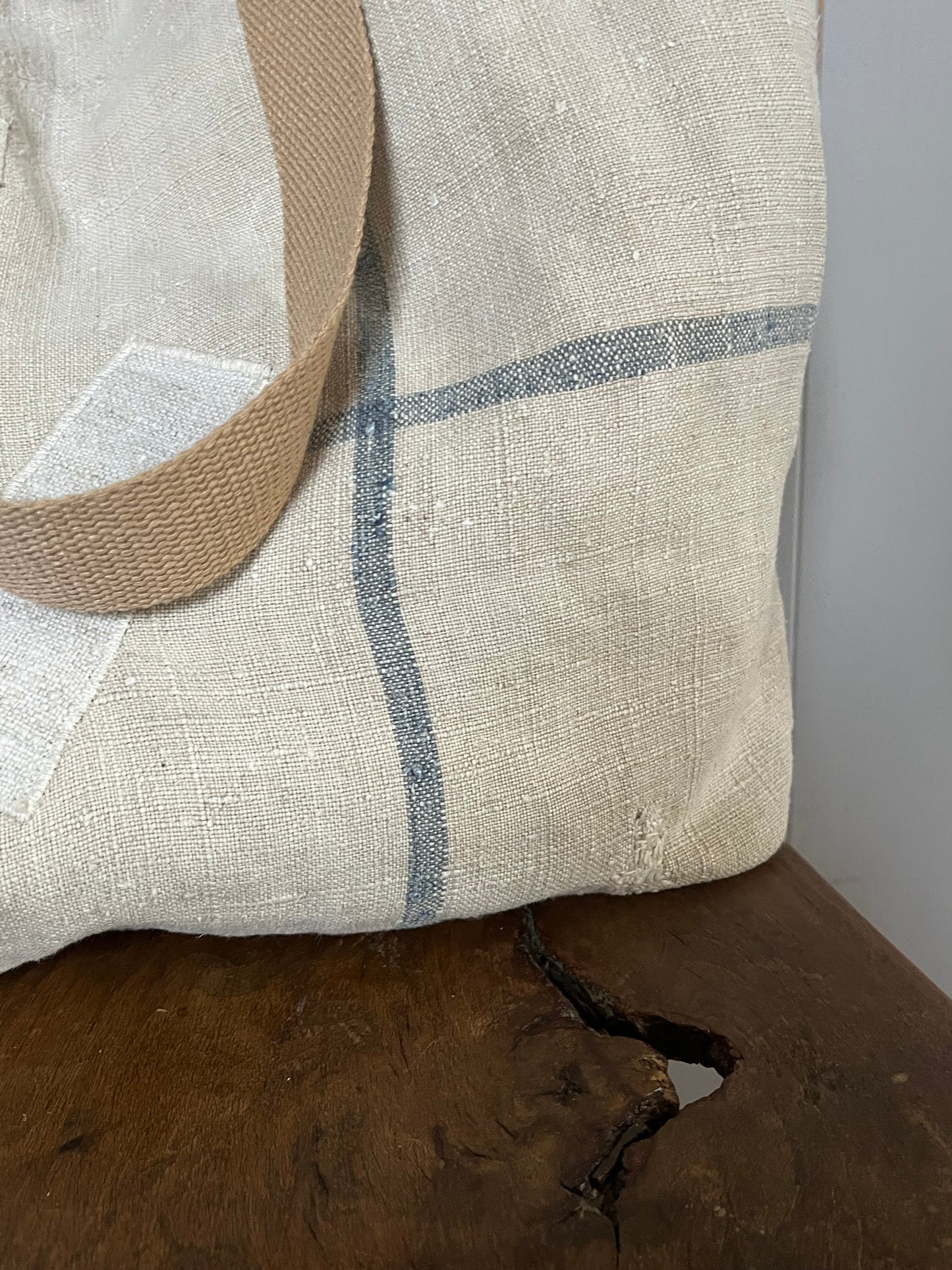 1901: Große Tasche Shopper mit Streifen aus Kornsack