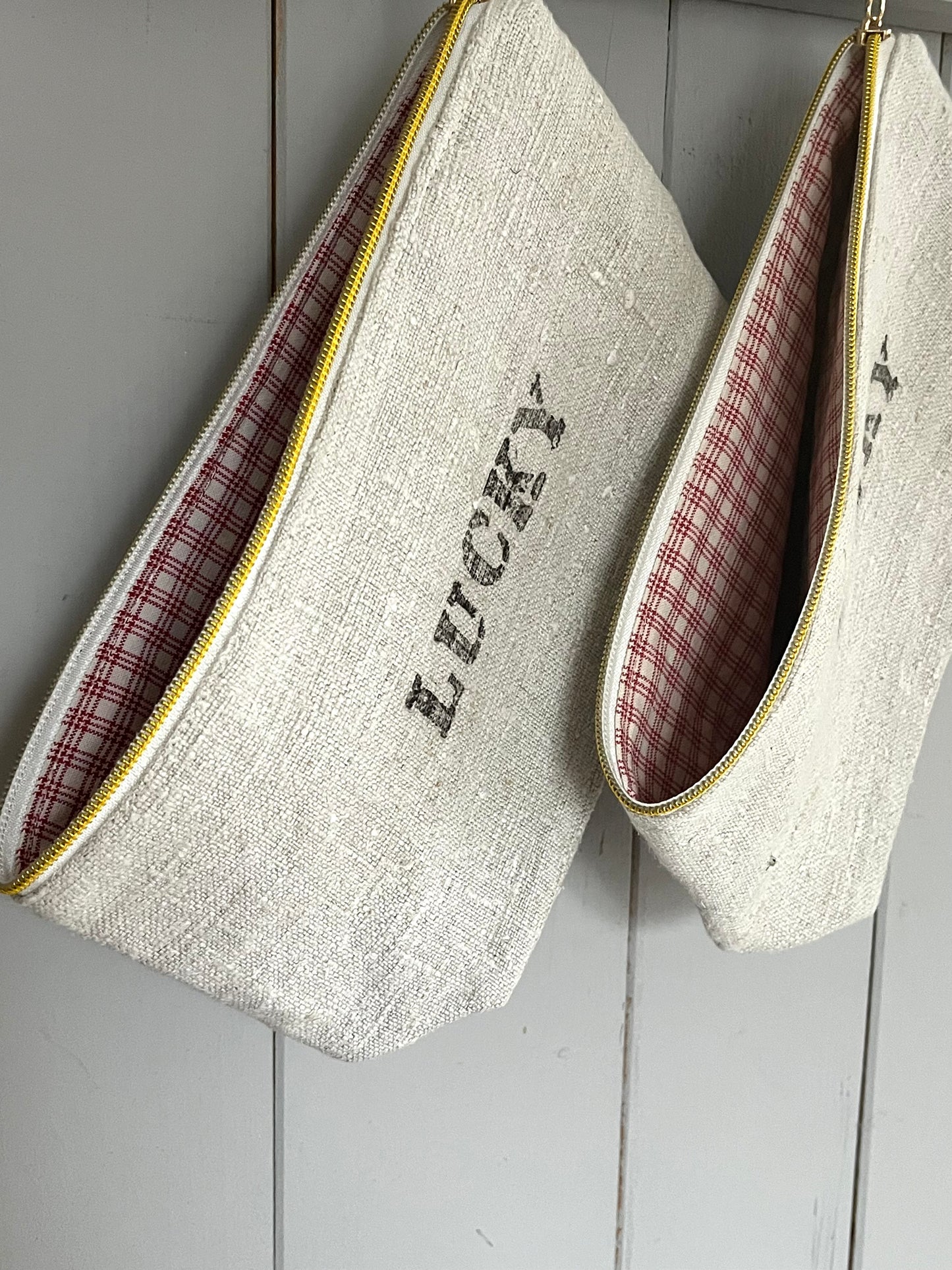 Lucky Bag: Kosmetiktasche aus altem Leinen - kleiner Shopper