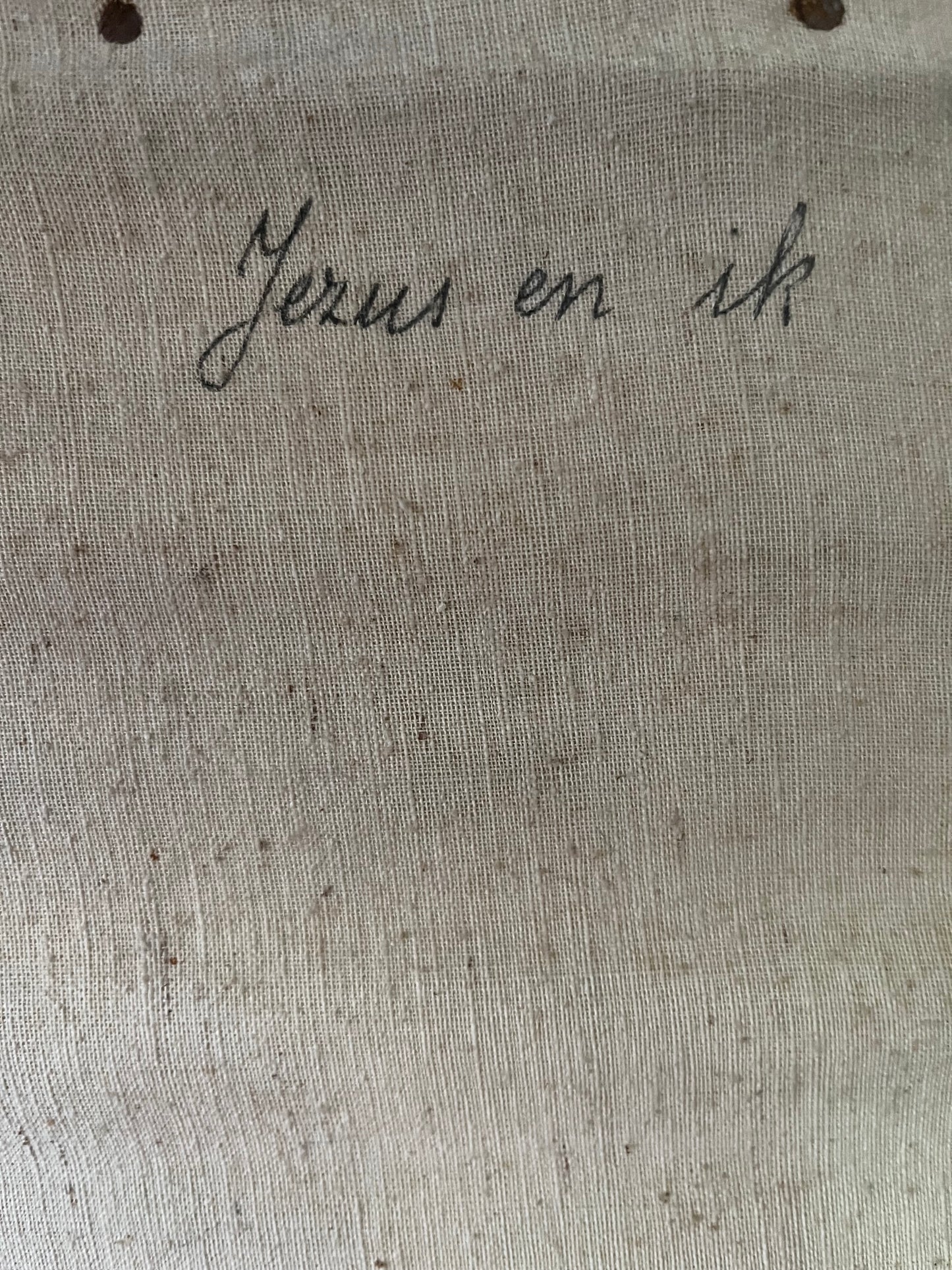 Wunderbar  erhaltene original Schulkarte Lerntafel aus Belgien „Freund Jesus“ auf Leinwand