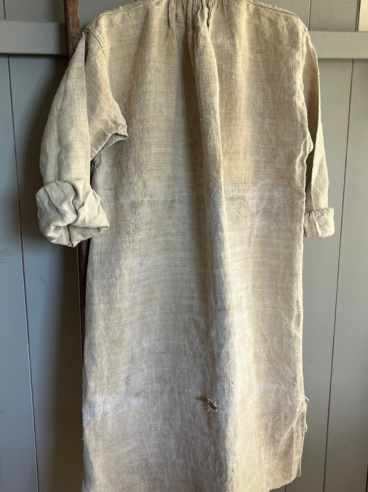 Schweres altes französisches Hemd Tunika aus Hanfstoff