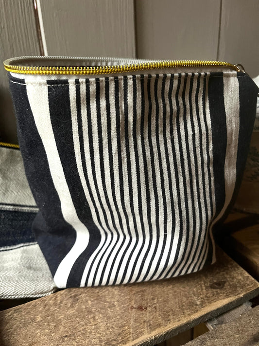 Kosmetiktasche aus französischem Leinen gestreift kleiner Shopper