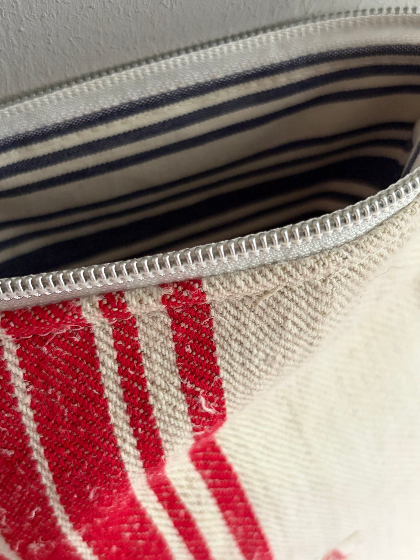 Kosmetiktasche aus altem Leinen - kleiner Shopper