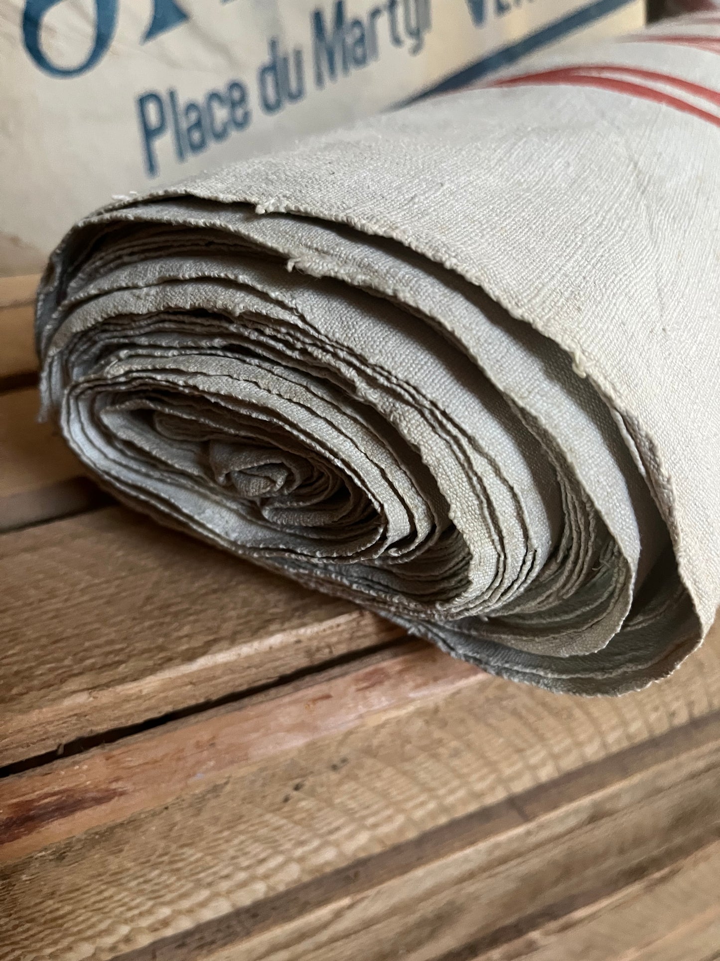 Original verschnürt: 8 Meter schweres Leinen 1940er Jahre - 2,4 Kilo