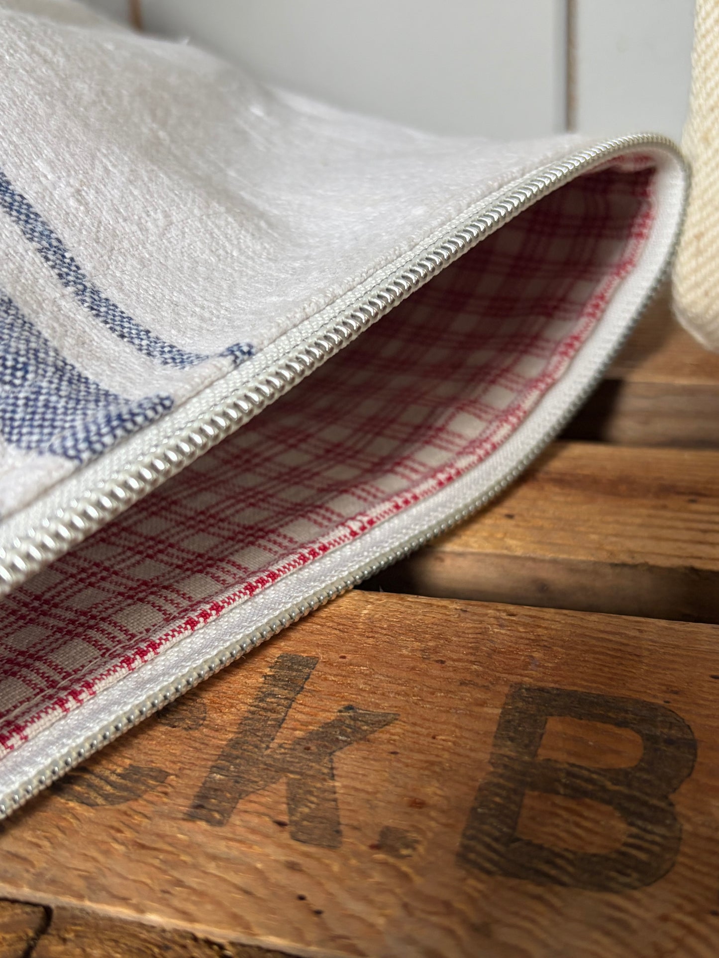 Kosmetiktasche aus altem Leinen - kleiner Shopper