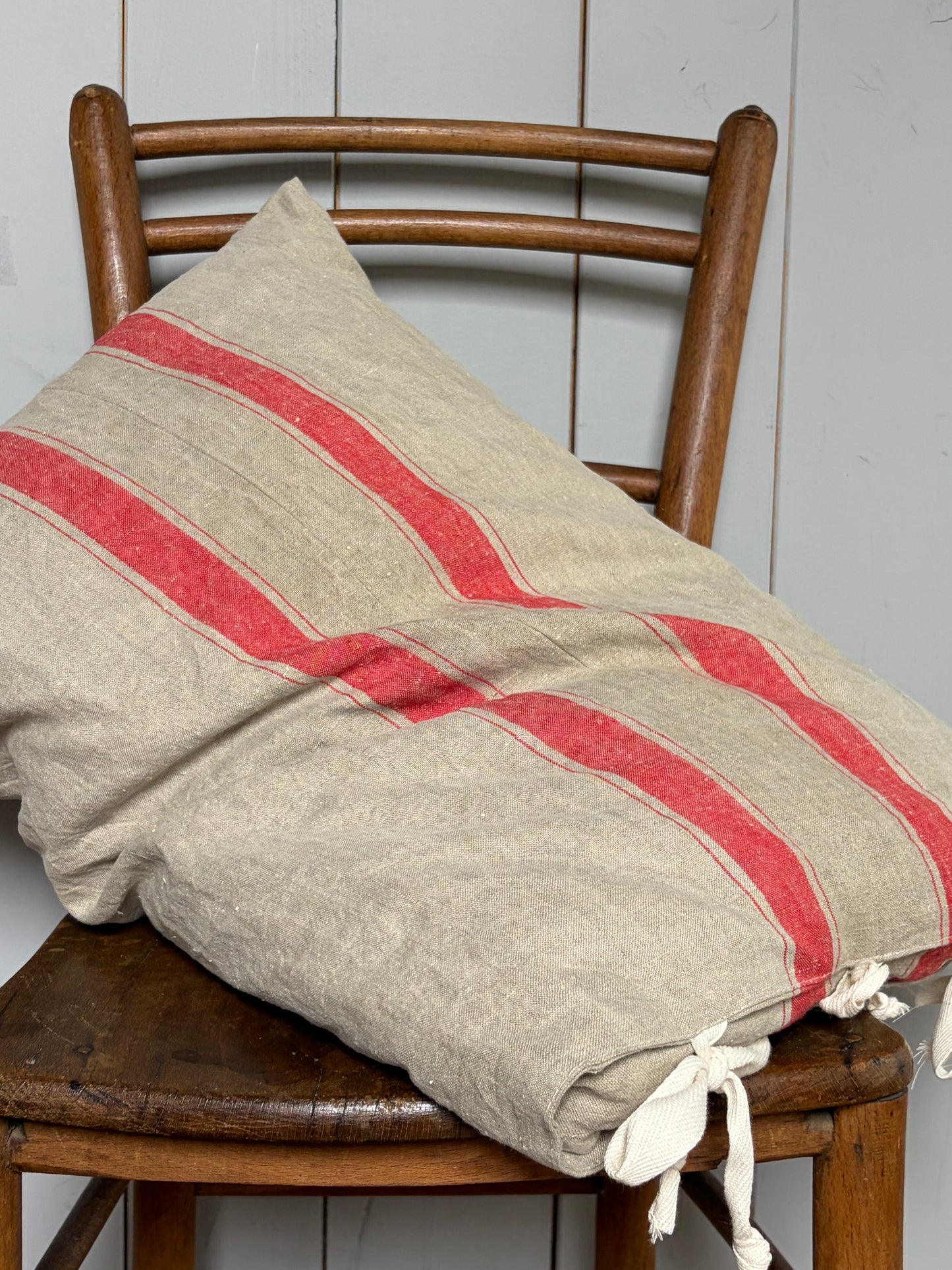 Großer Kissenbezug rot gestreift Leinen 60 x 40