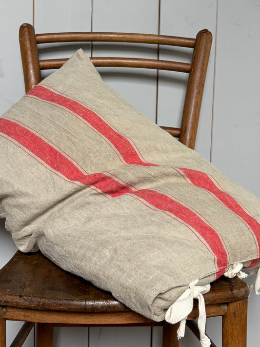 Großer Kissenbezug rot gestreift Leinen 60 x 40
