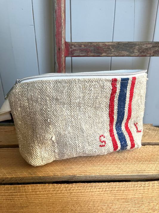 Kosmetiktasche aus altem Leinen - kleiner Shopper