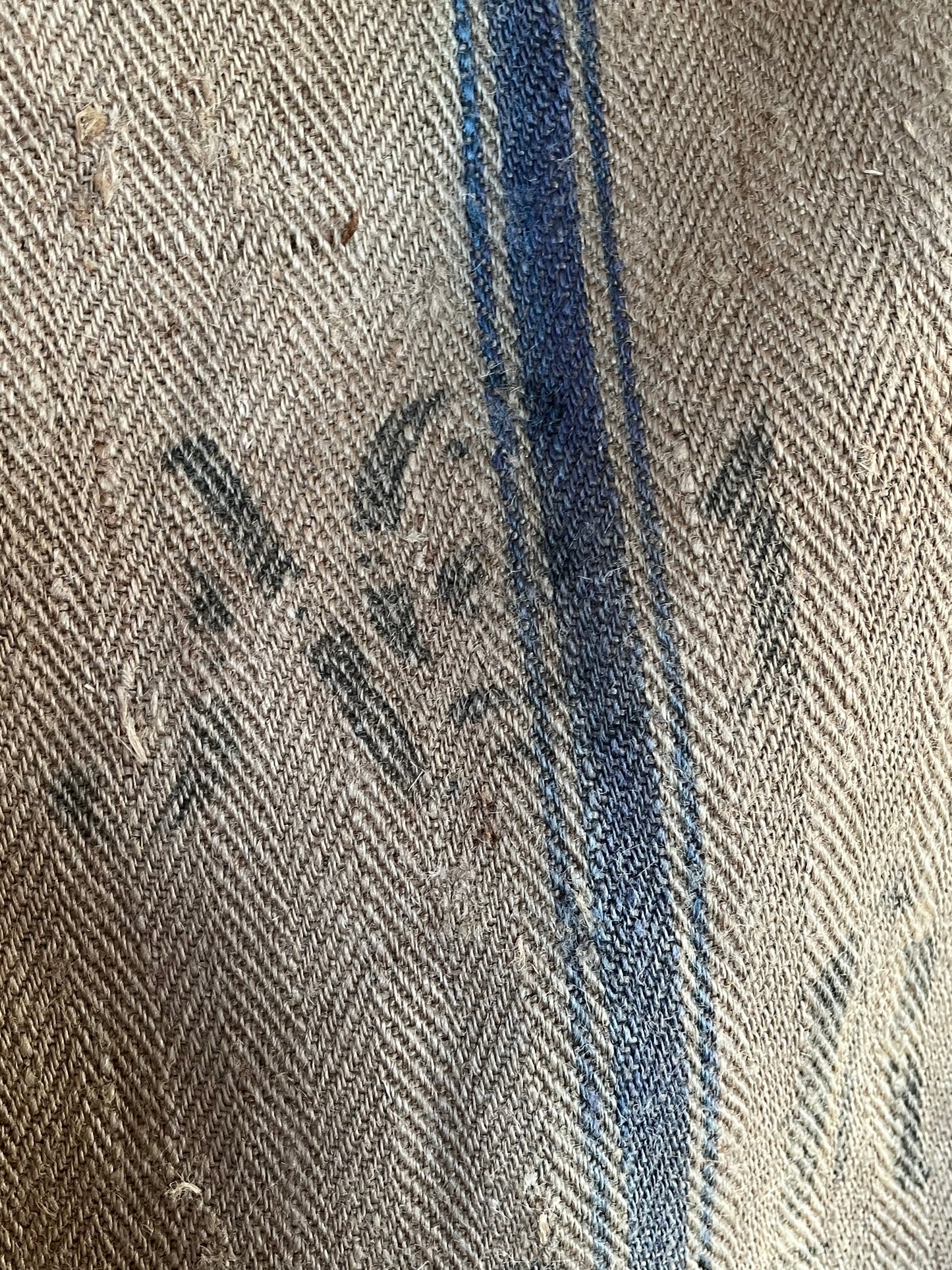 Großer Kornsack mit tollem original Aufdruck und blauem Streifen