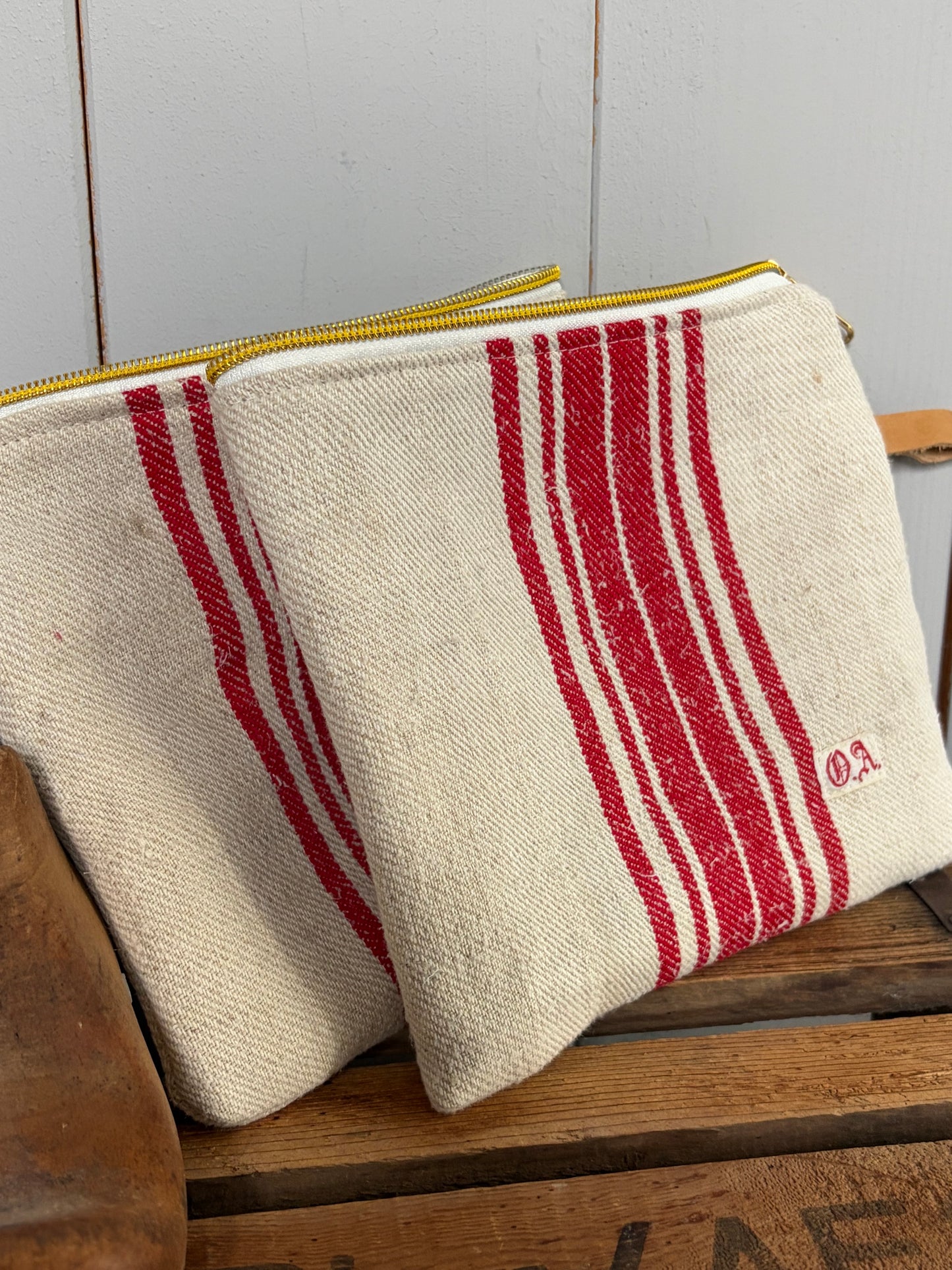 Kosmetiktasche aus altem Leinen - kleiner Shopper