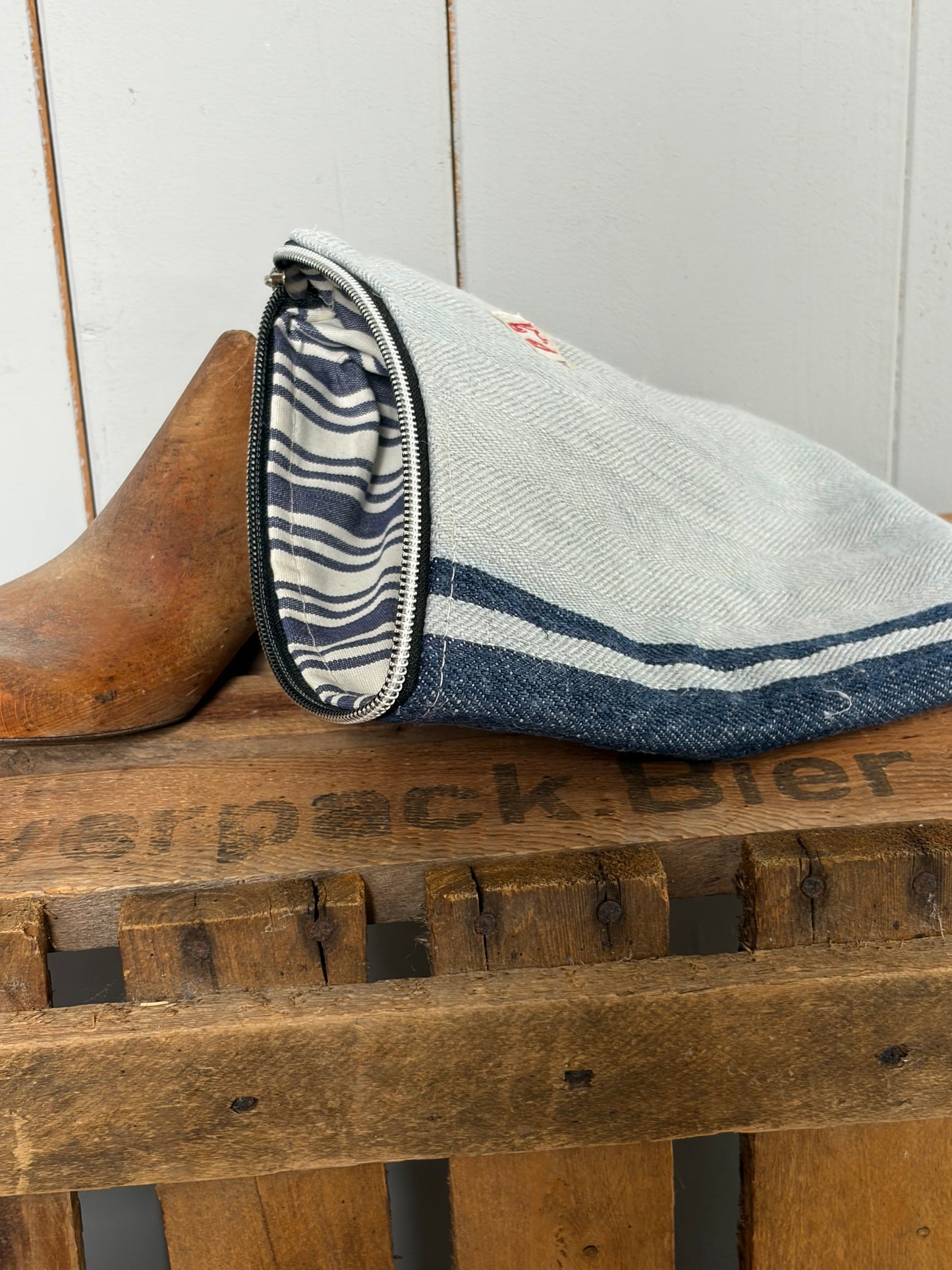Kosmetiktasche aus altem Leinen - kleiner Shopper