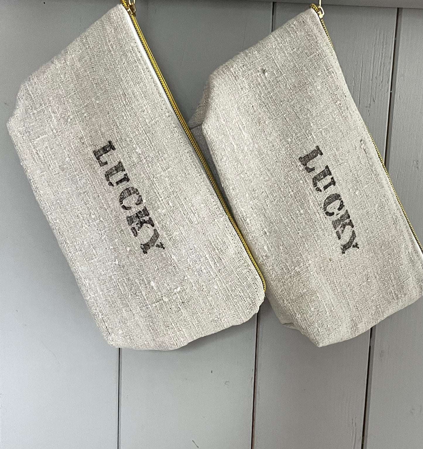 Lucky Bag: Kosmetiktasche aus altem Leinen - kleiner Shopper