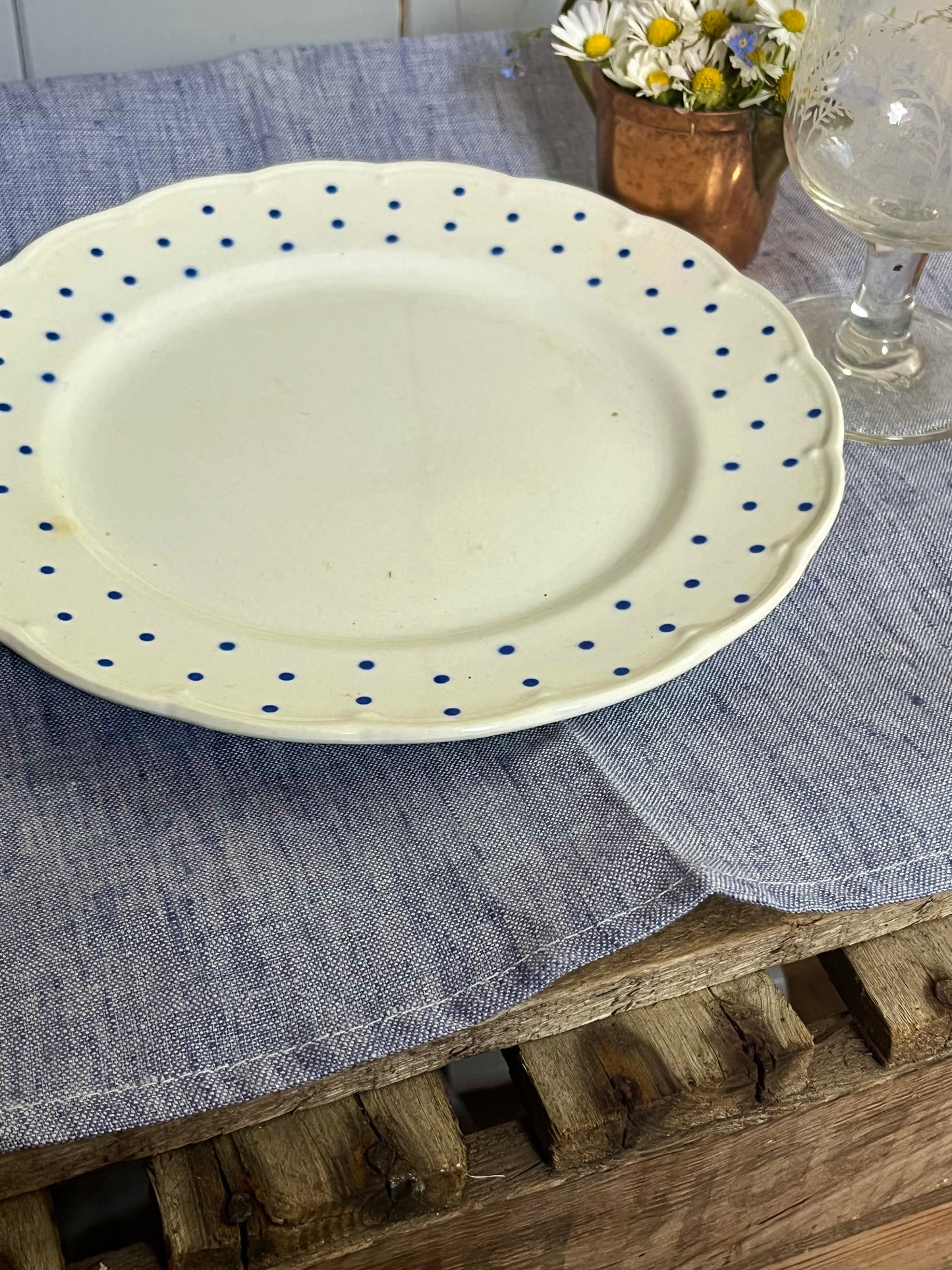 Tischset Leinentuch Grau/Blau meliert 69 x 46