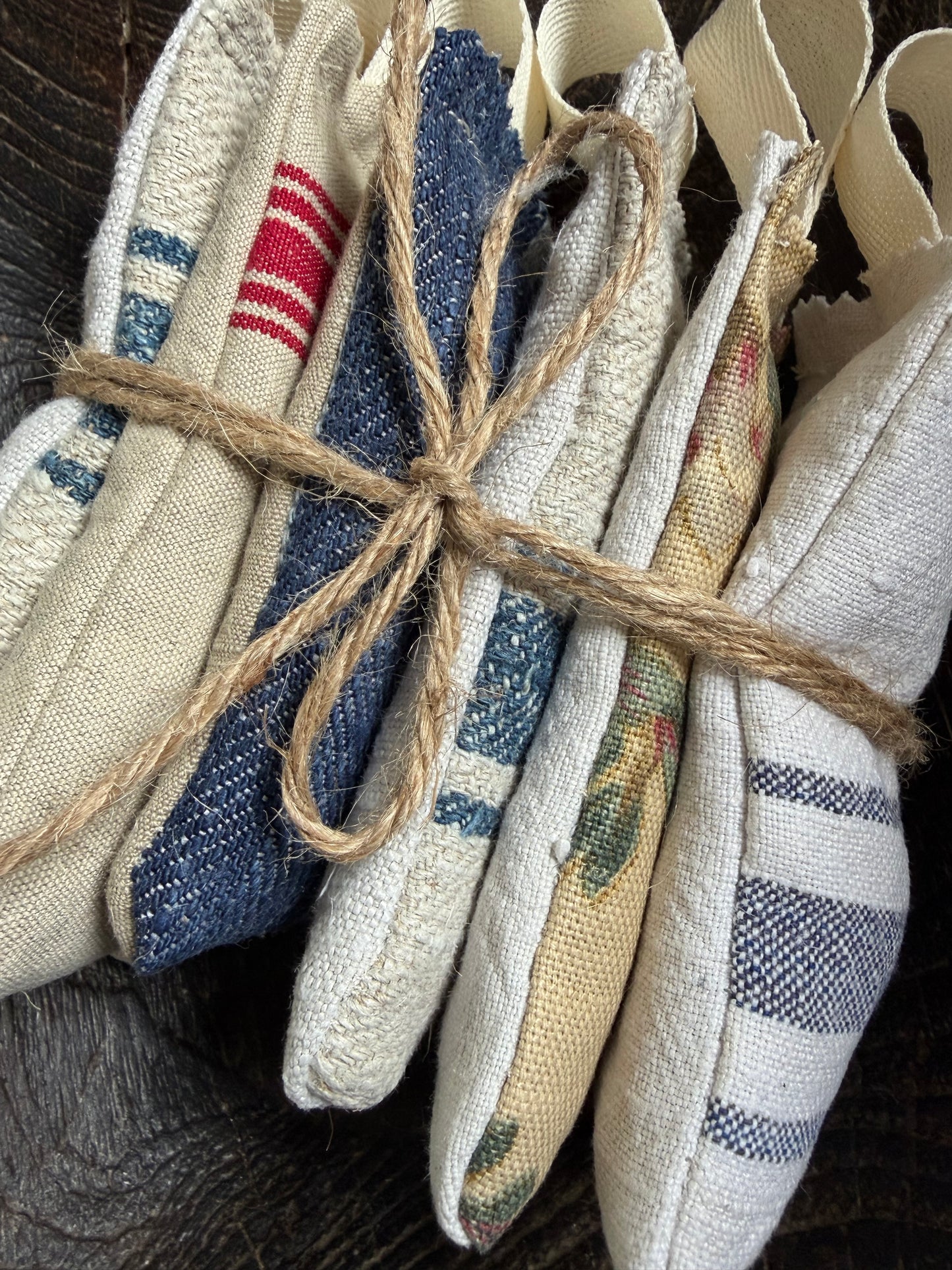 Großes Paket: 6 Duftkissen in vintage Leinen