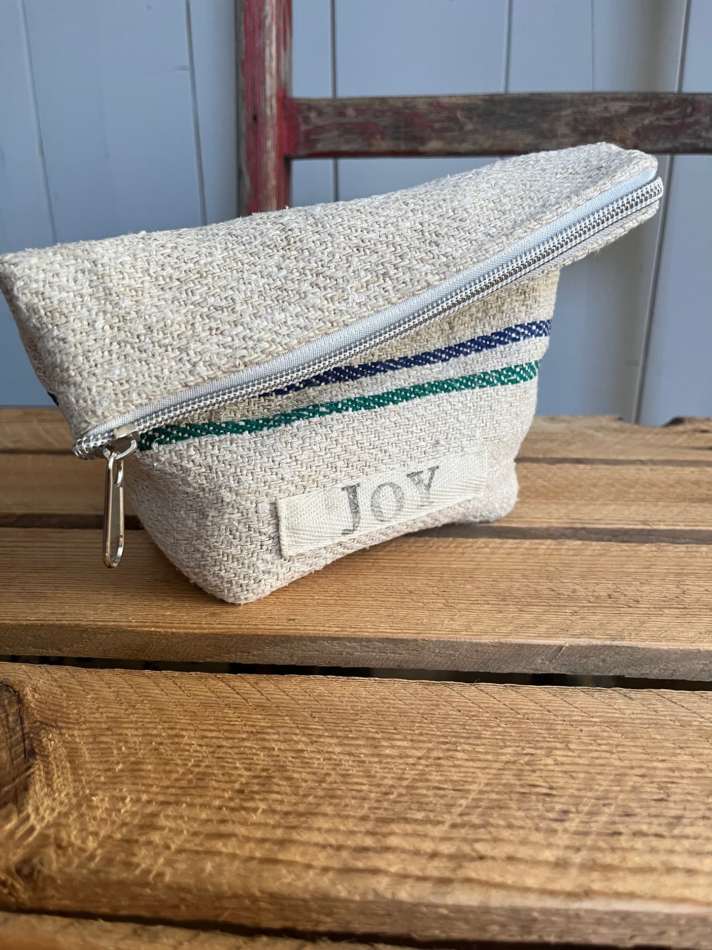 Kosmetiktasche aus altem Leinen - kleiner Shopper
