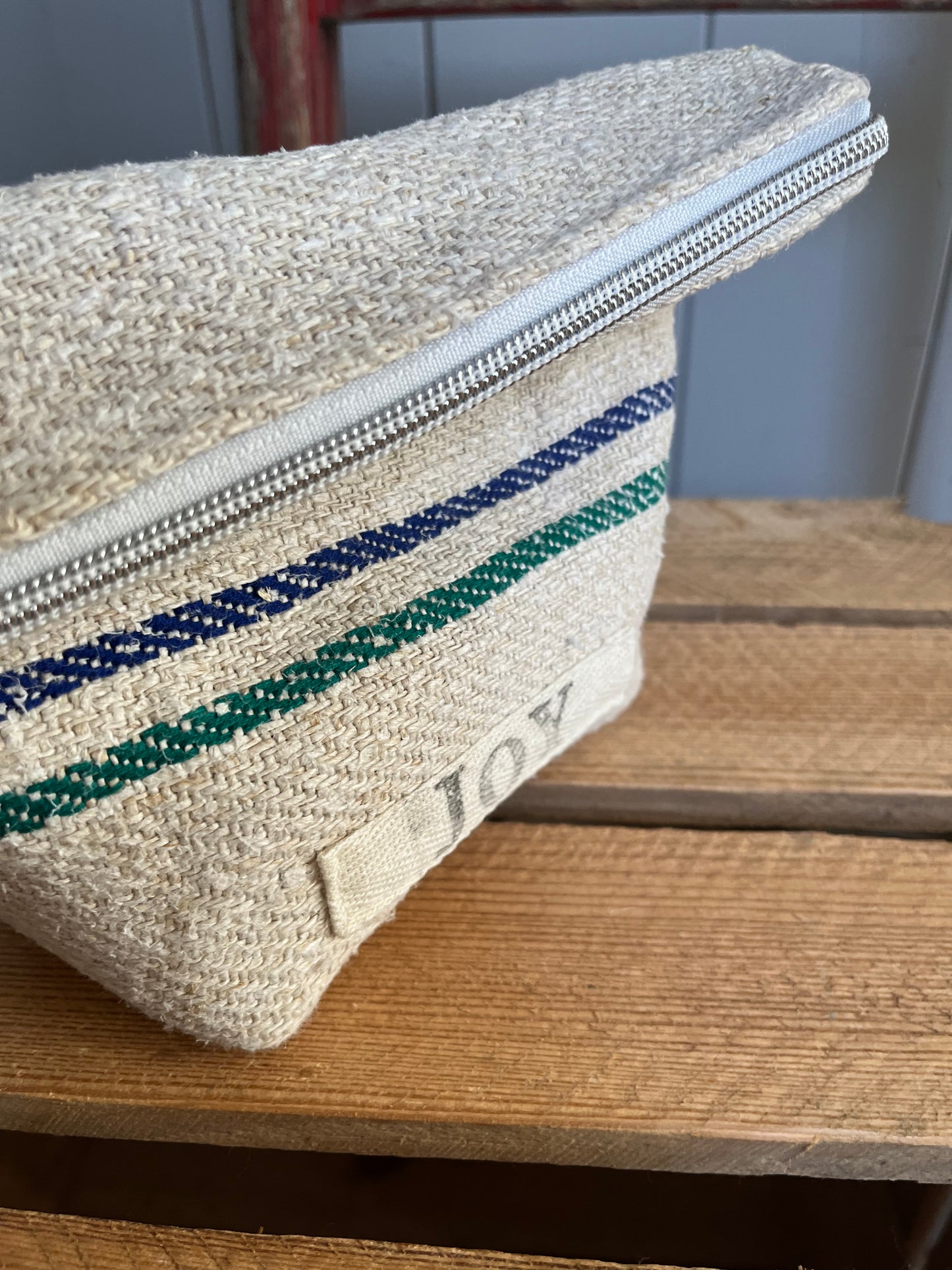 Kosmetiktasche aus altem Leinen - kleiner Shopper