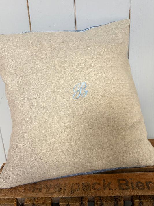 Kissenbezug washed Leinen mit Monogramm B