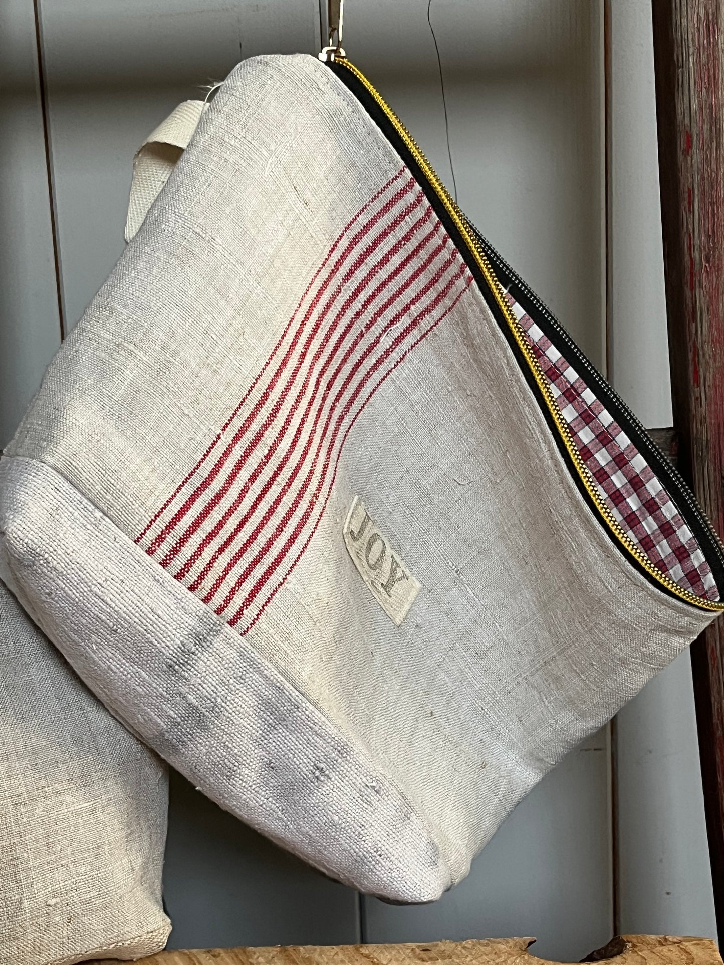 Kosmetiktasche aus altem Leinen - kleiner Shopper