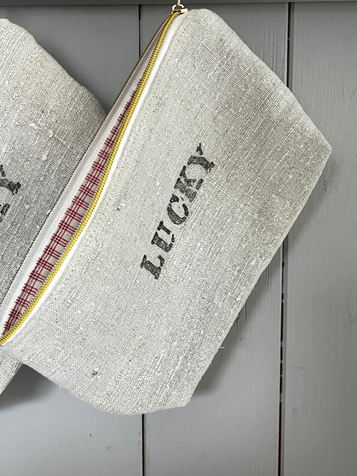 Lucky Bag: Kosmetiktasche aus altem Leinen - kleiner Shopper