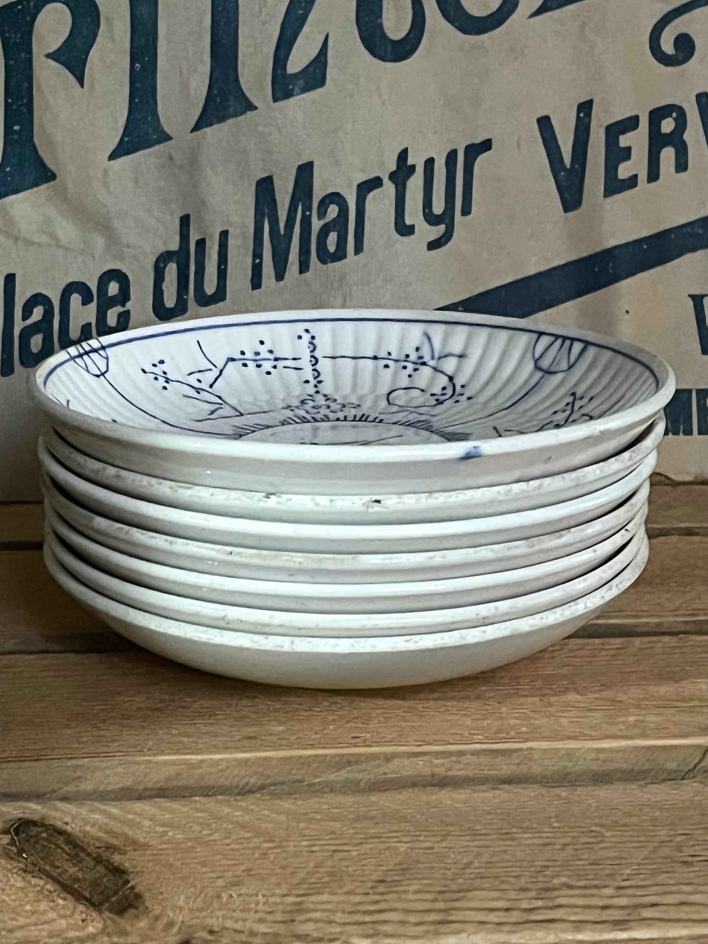 7 alte und seltene Dessert Schalen kleine Teller Frankreich Sarreguemines