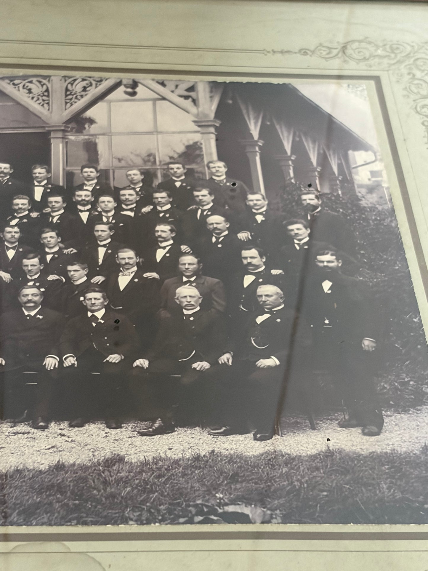 Original alte Fotografie gerahmt mit Holz und altem Glas Belgien