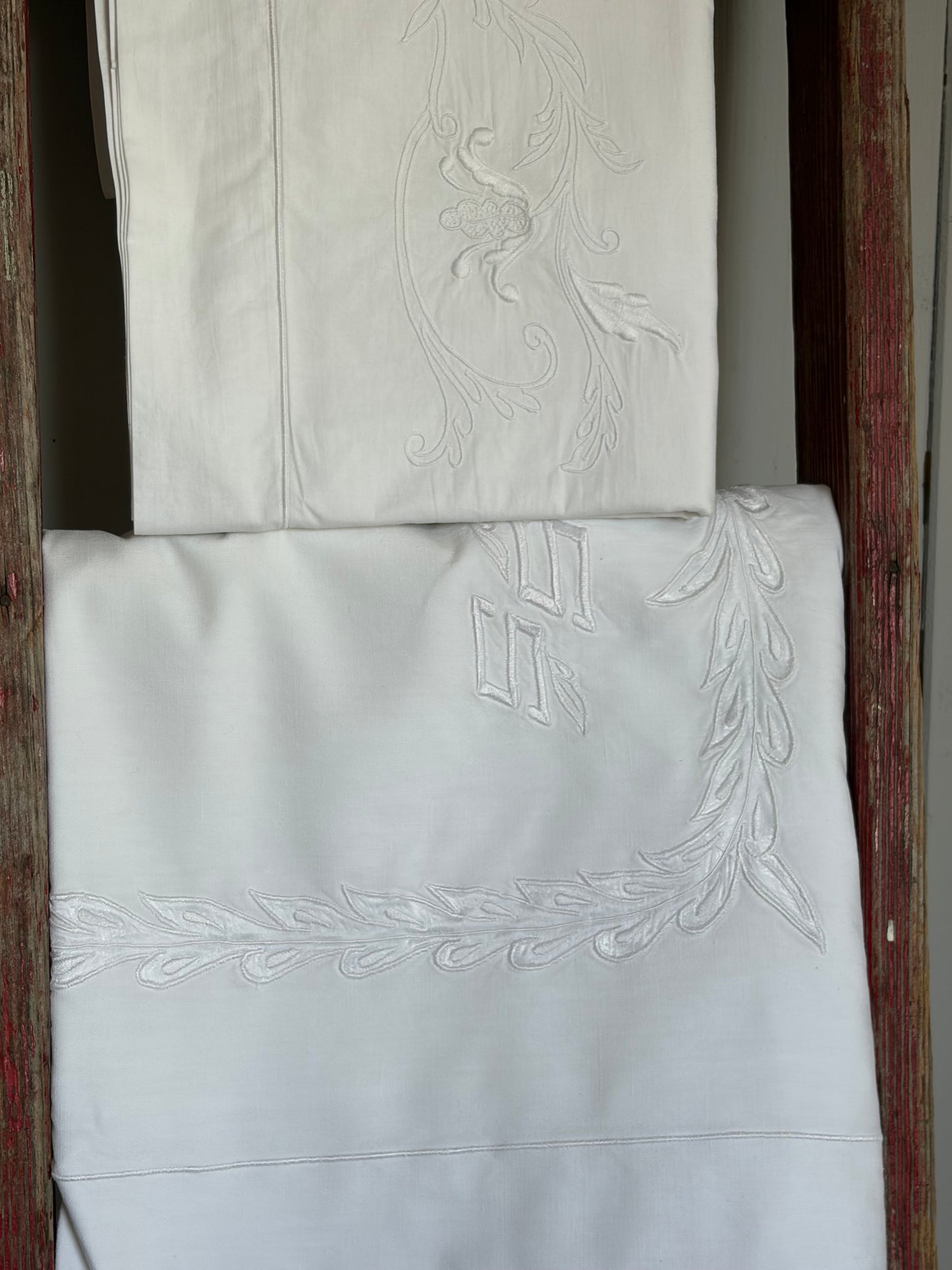 Set 3 große französische Kissen Stickerei Monogramm